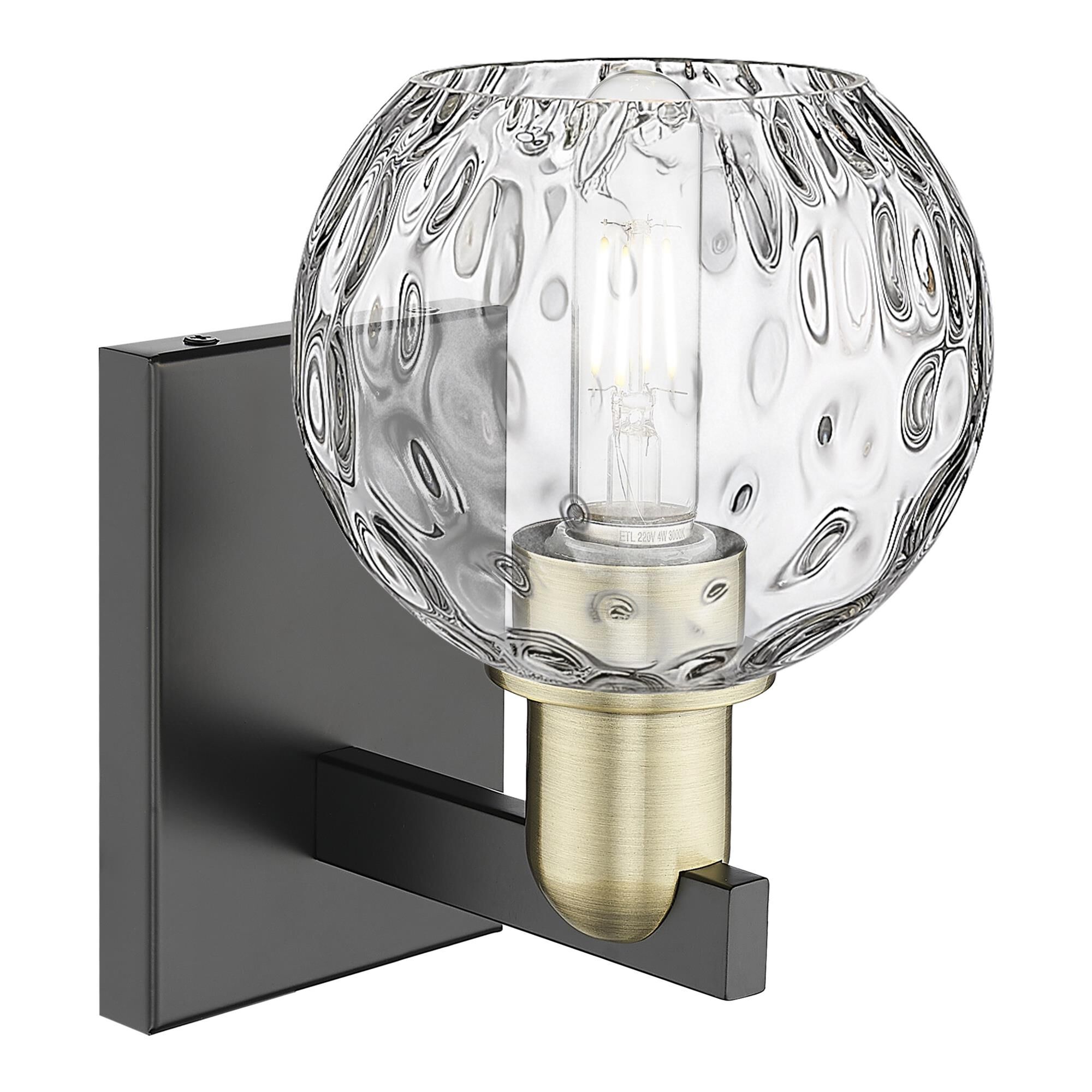 Shown in Black Antique Brass finish and Clear Water glass