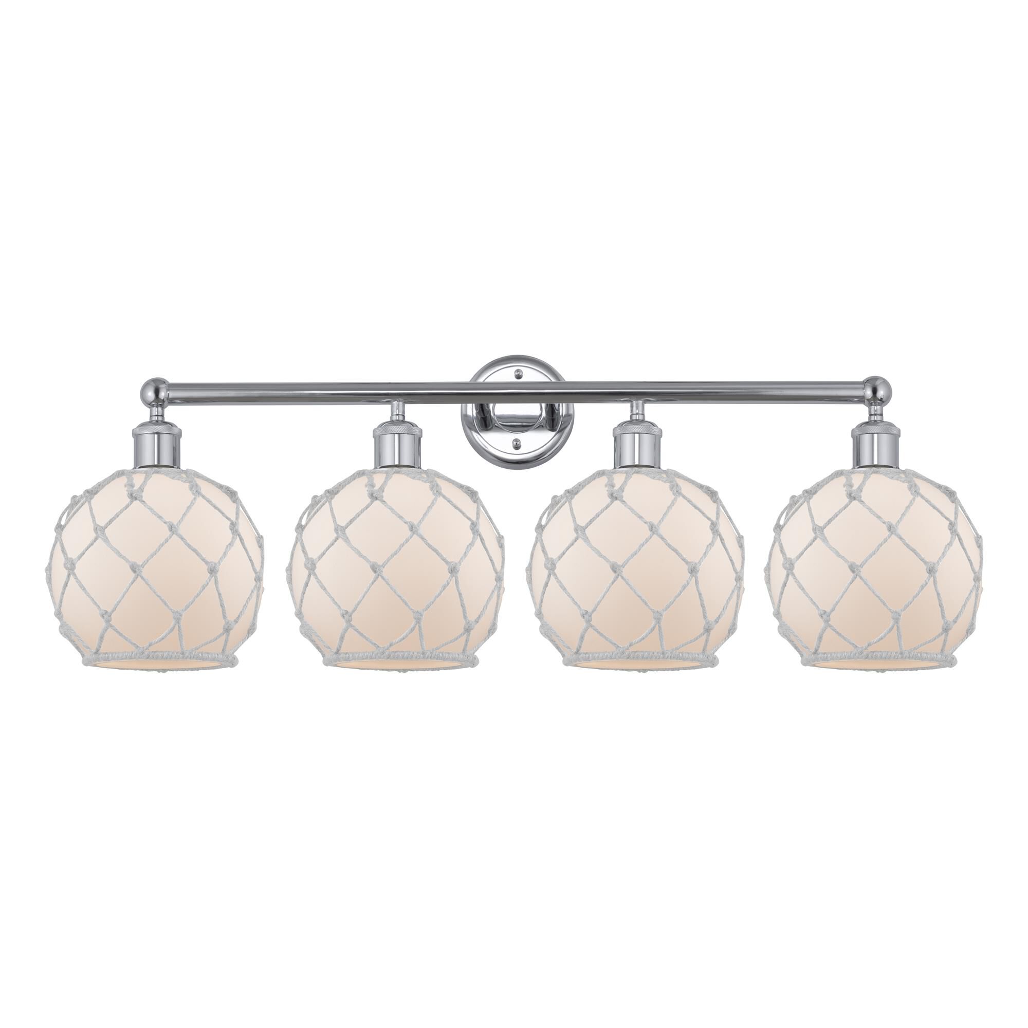 Shown in Polished Chrome finish and White with White Rope glass