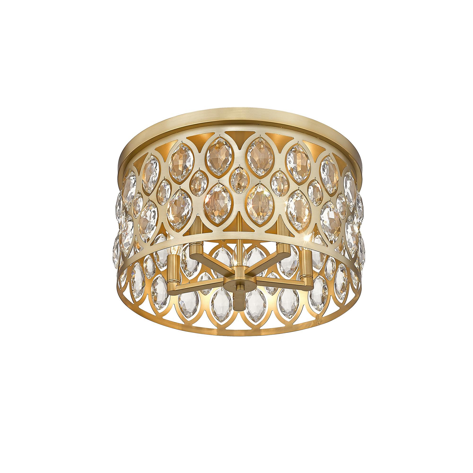 Shown in Heirloom Brass finish and Clear Crystal glass
