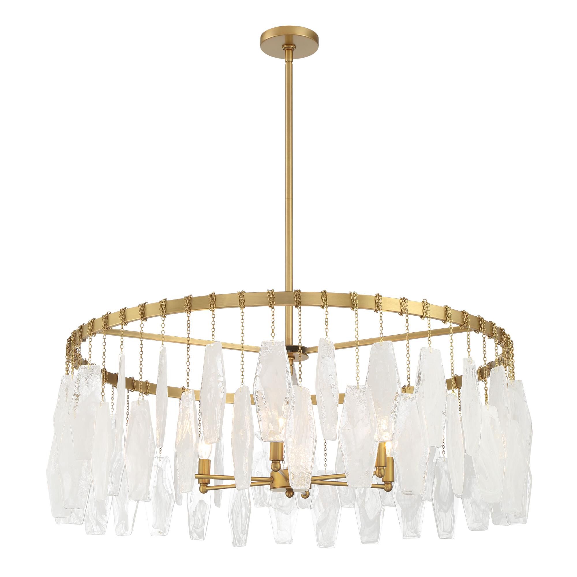Shown in Legacy Brass finish and White Swirl glass and Glass shade