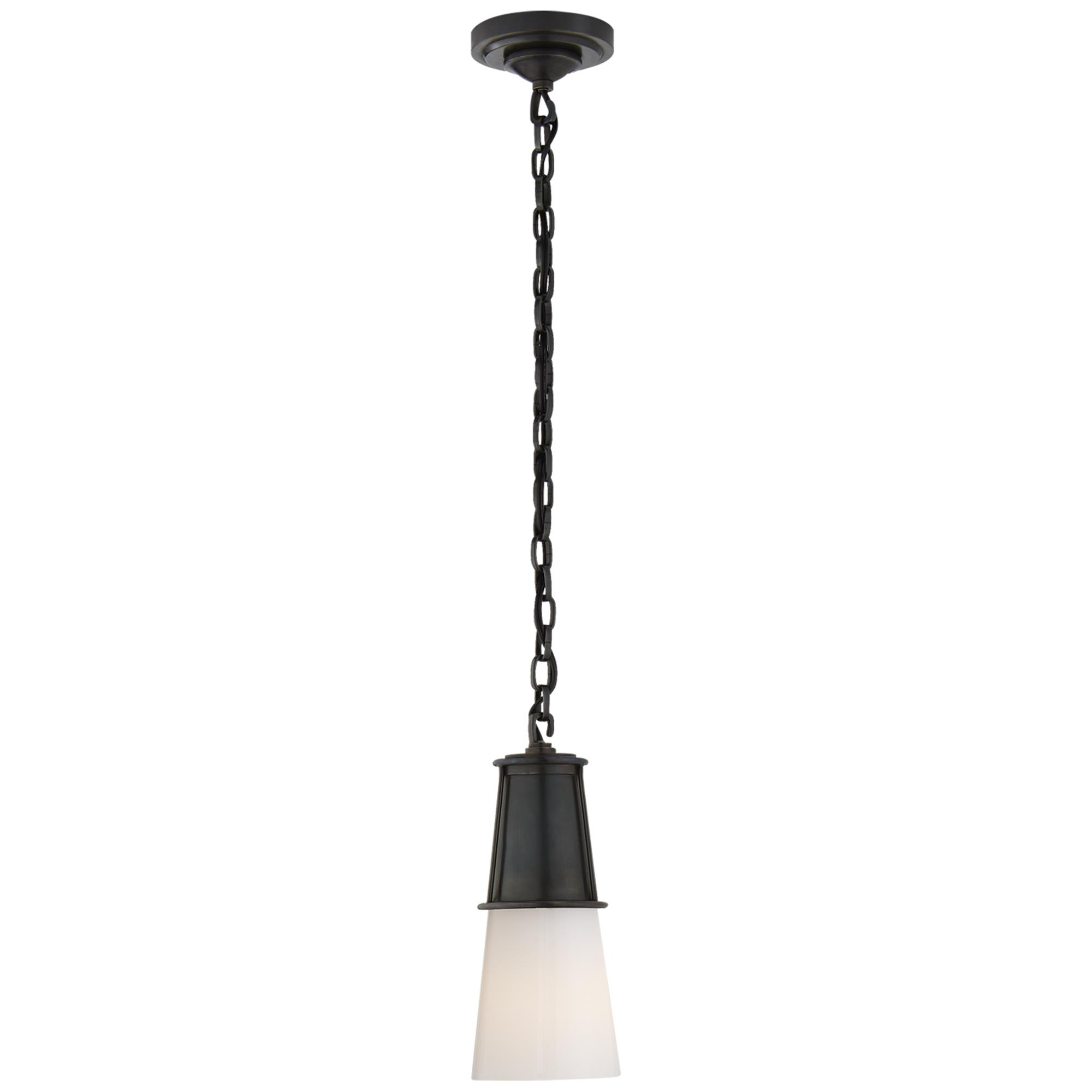 Shown in Bronze finish and White glass