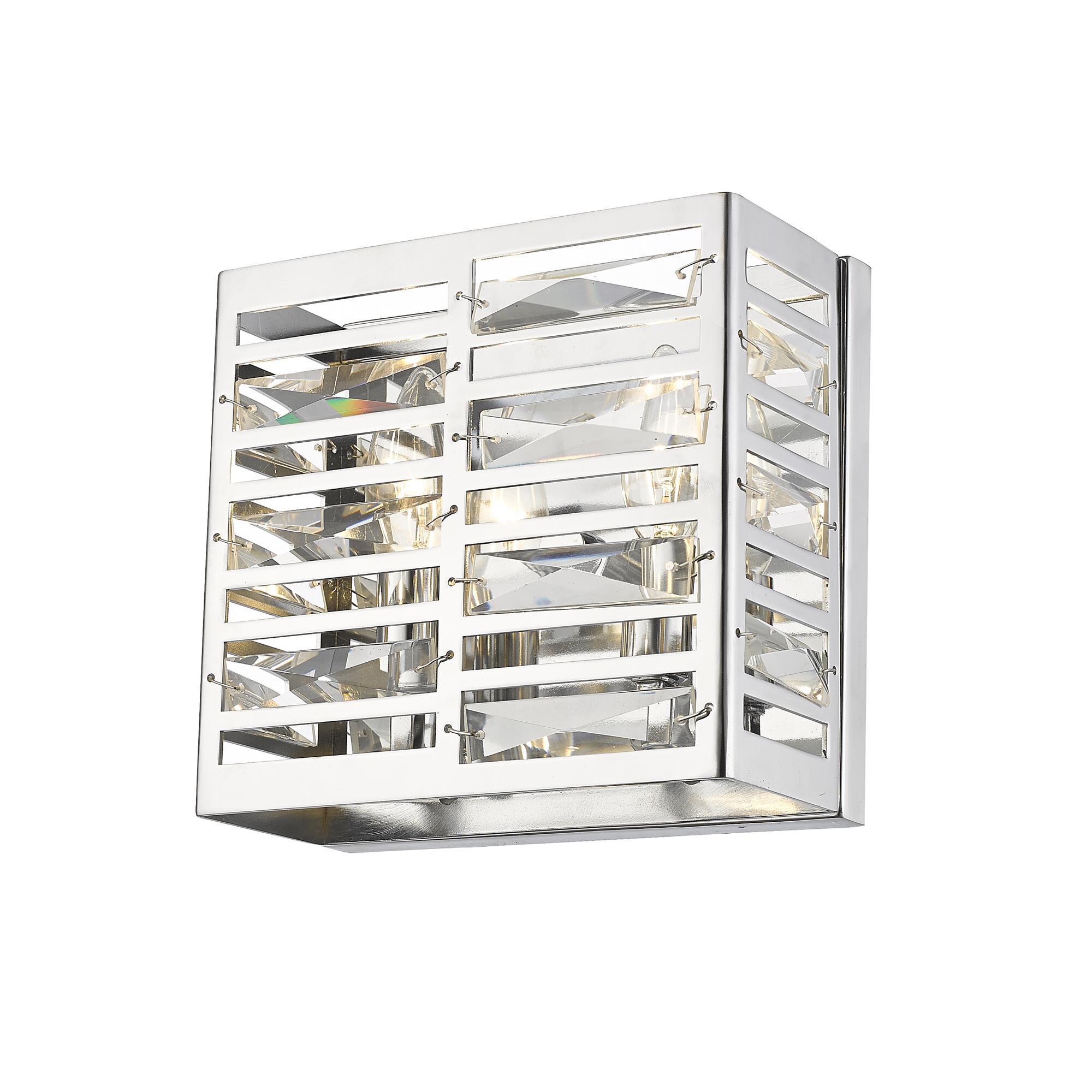 Shown in Chrome finish and --- glass and --- shade