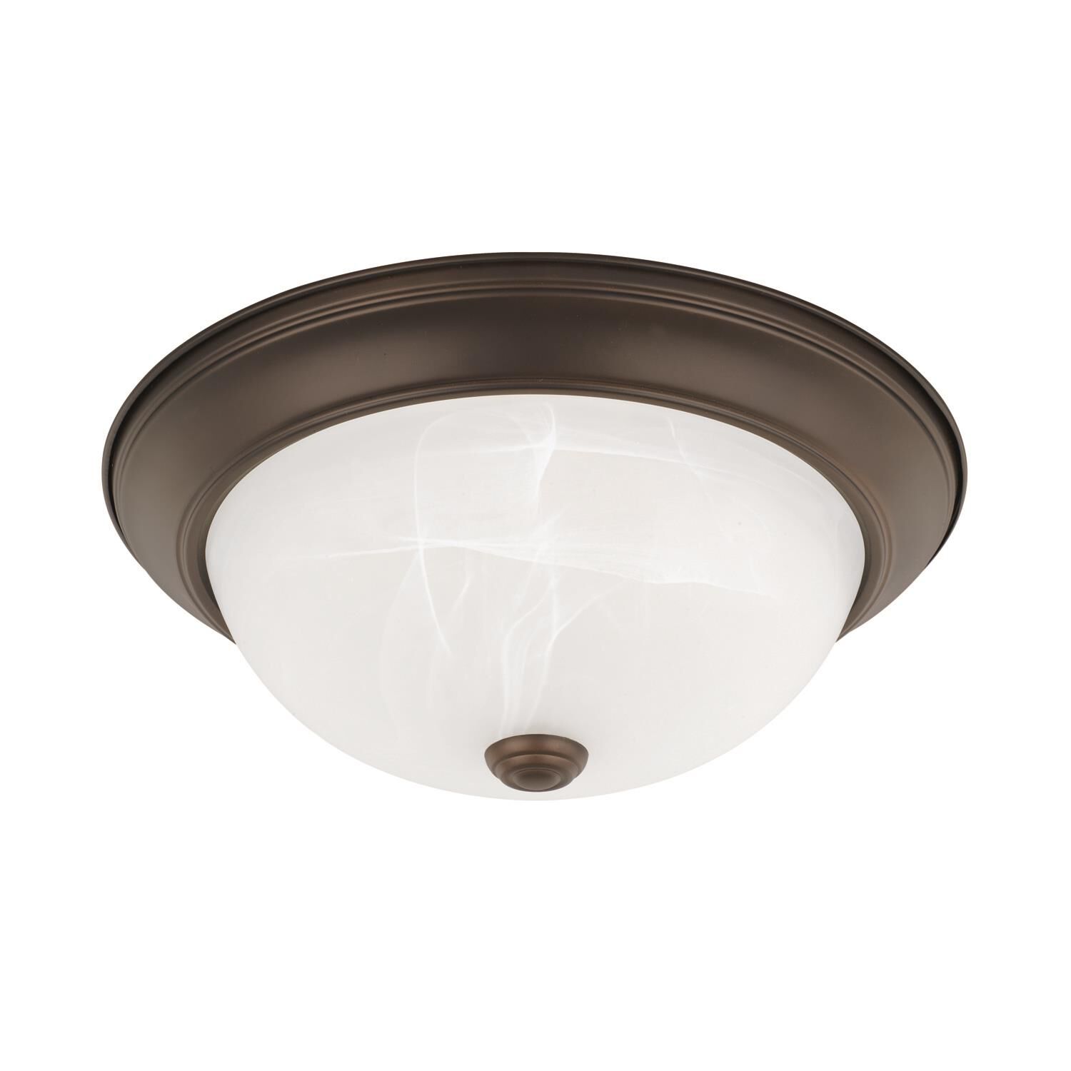 Shown in Bronze finish and Faux White Alabaster glass