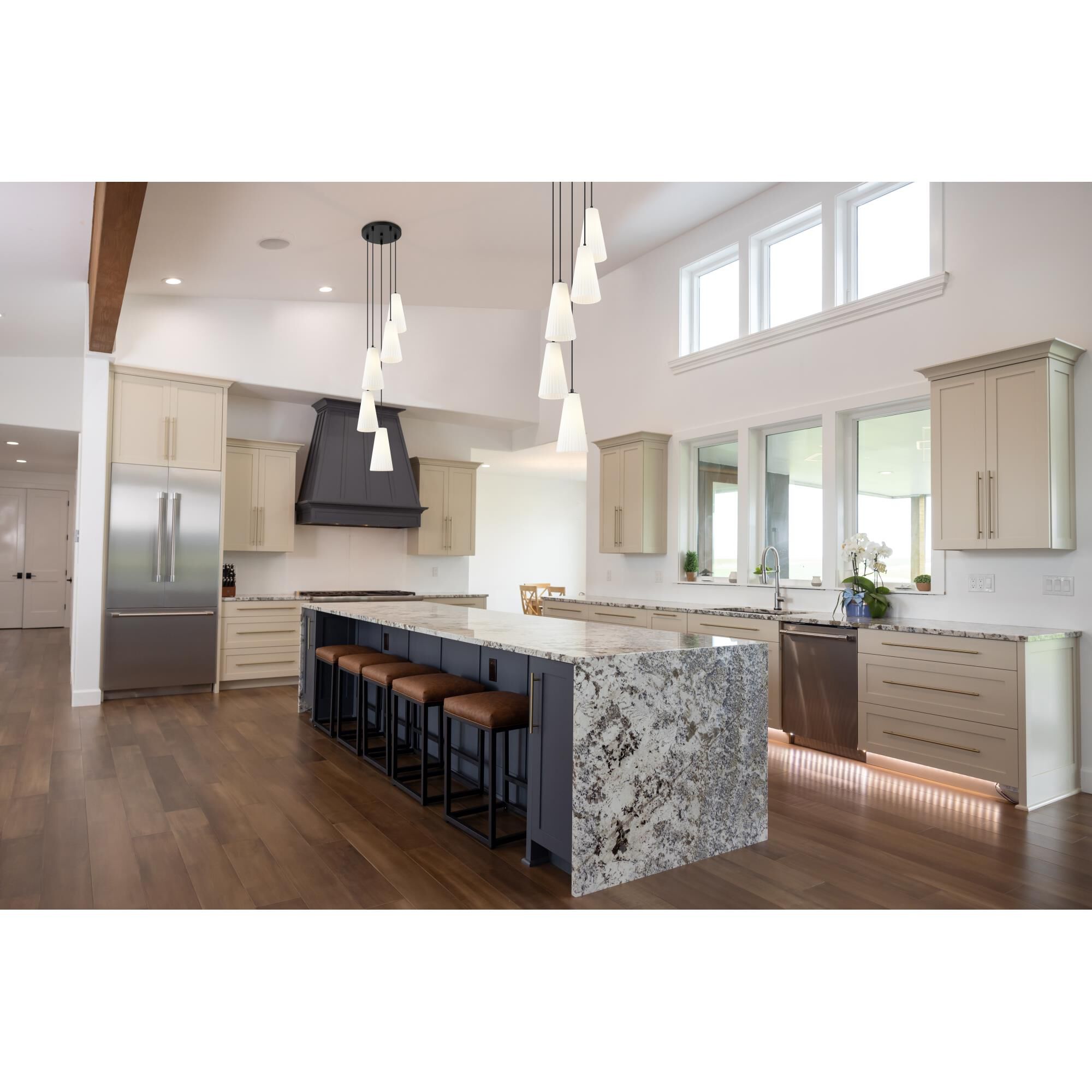 Shown in Matte Black finish and White glass and White shade