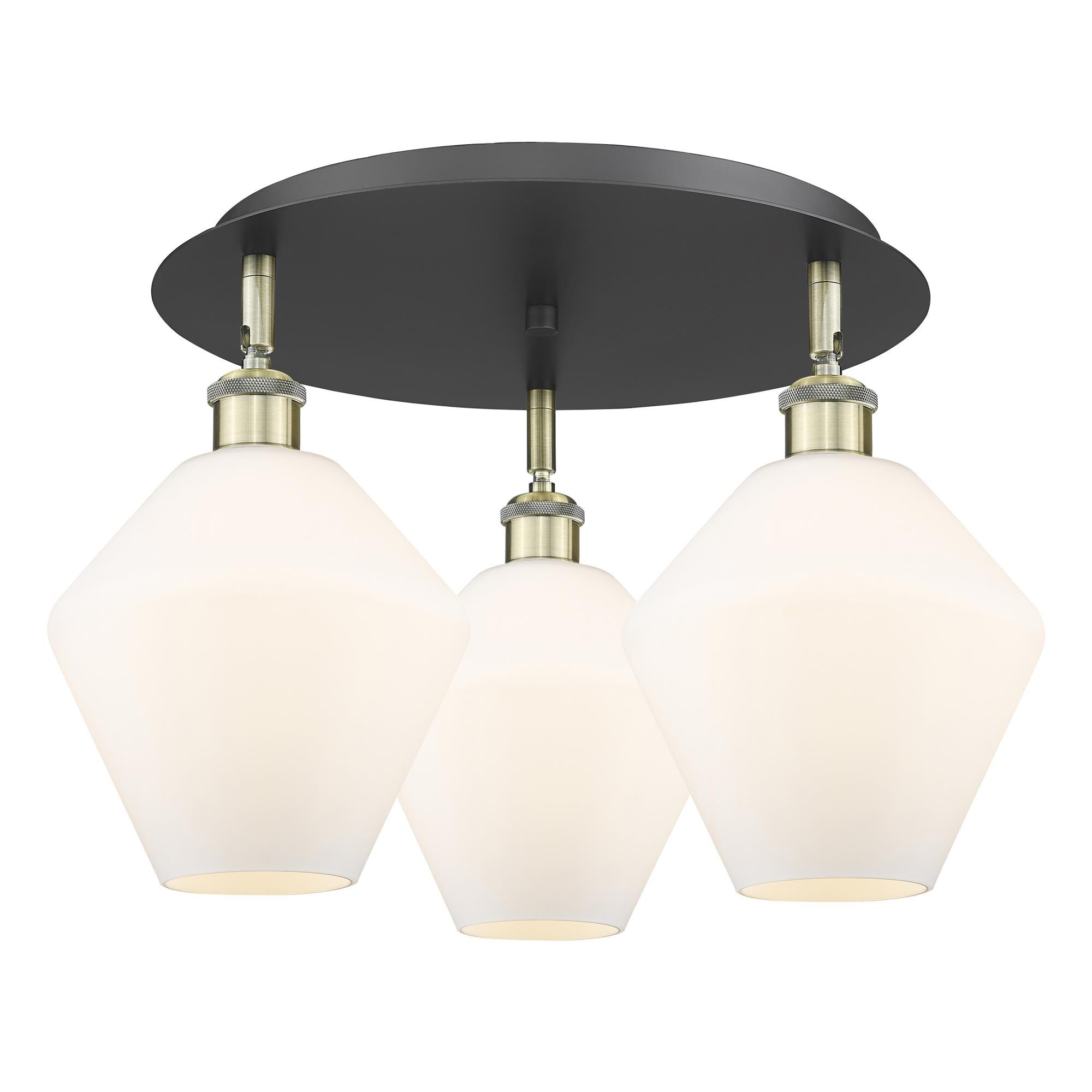 Shown in Black Antique Brass finish and Cased Matte White glass