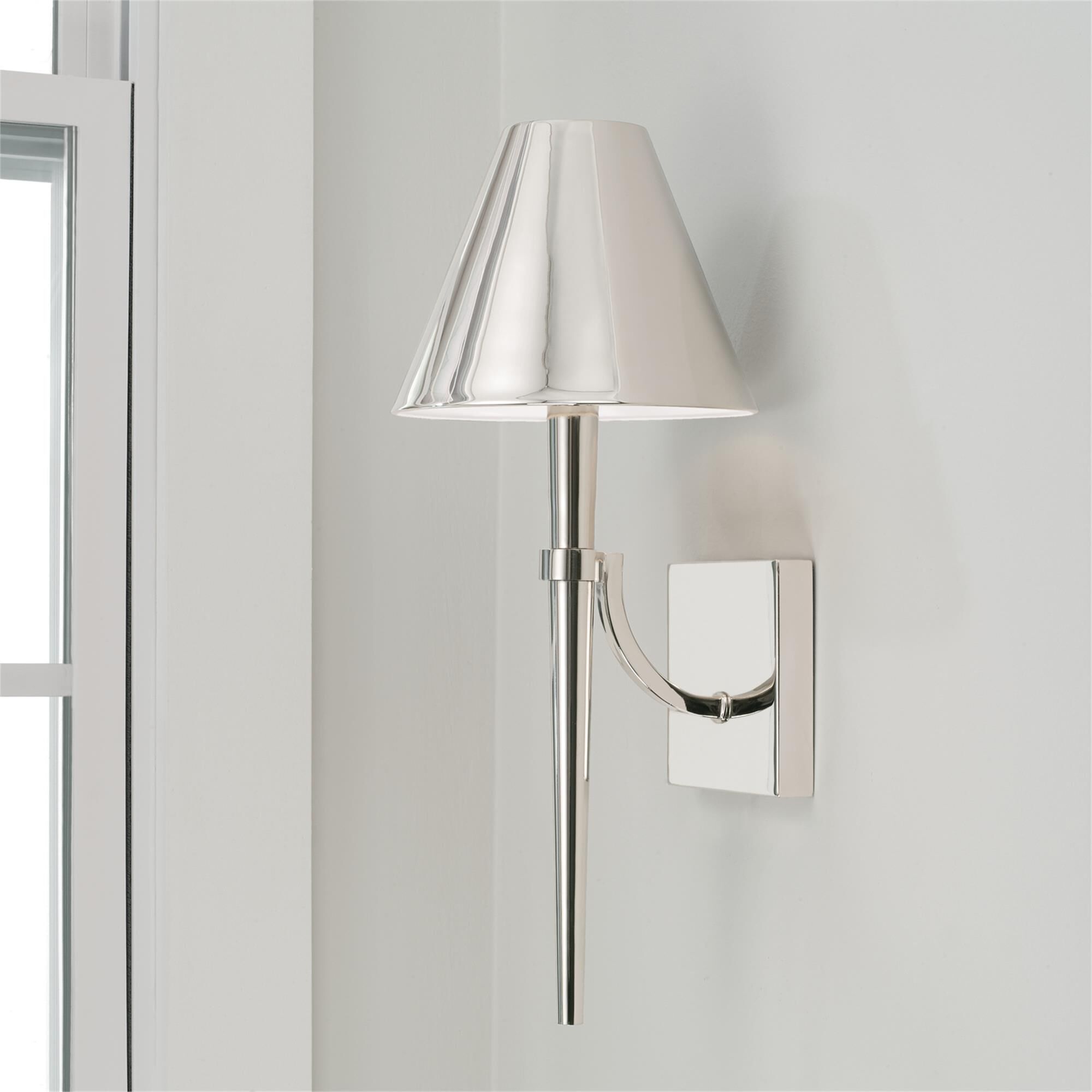 Shown in Polished Nickel finish and Metal  With White Interior shade