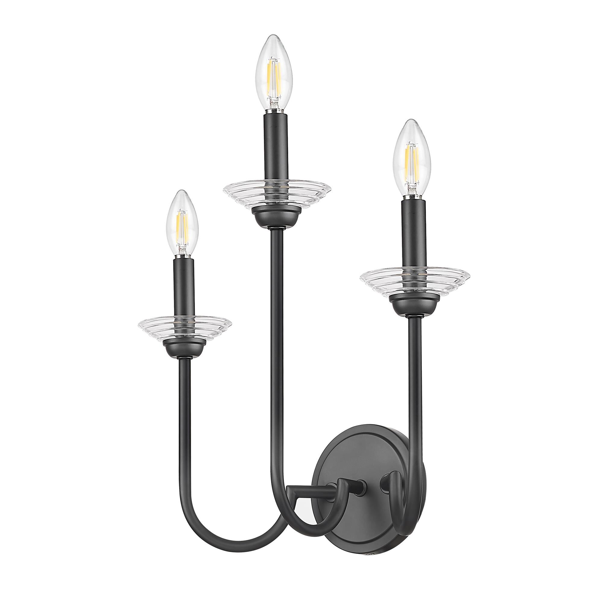 Shown in Matte Black finish and Clear Ribbed glass and Clear Ribbed shade