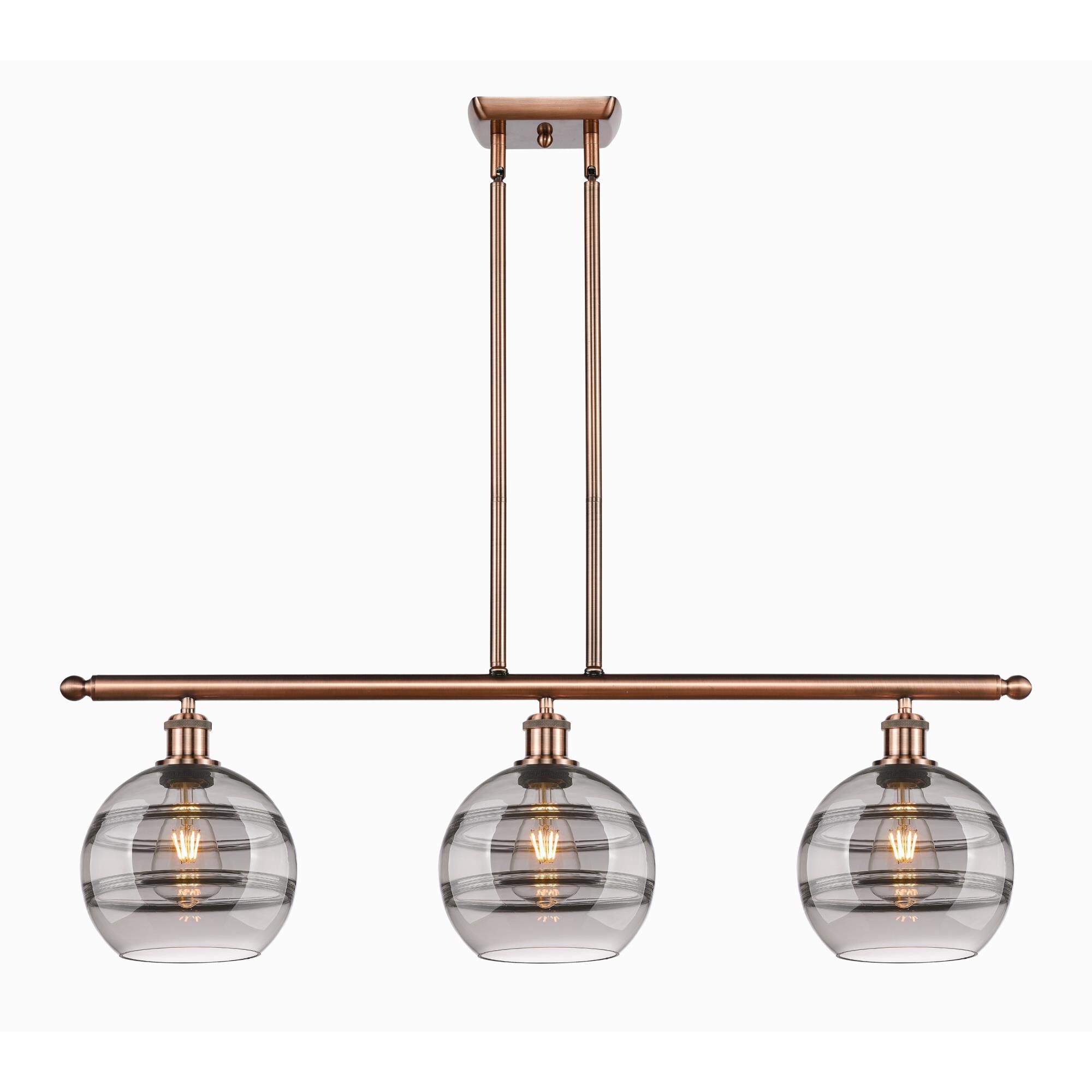 Shown in Antique Copper finish and Light Smoke glass