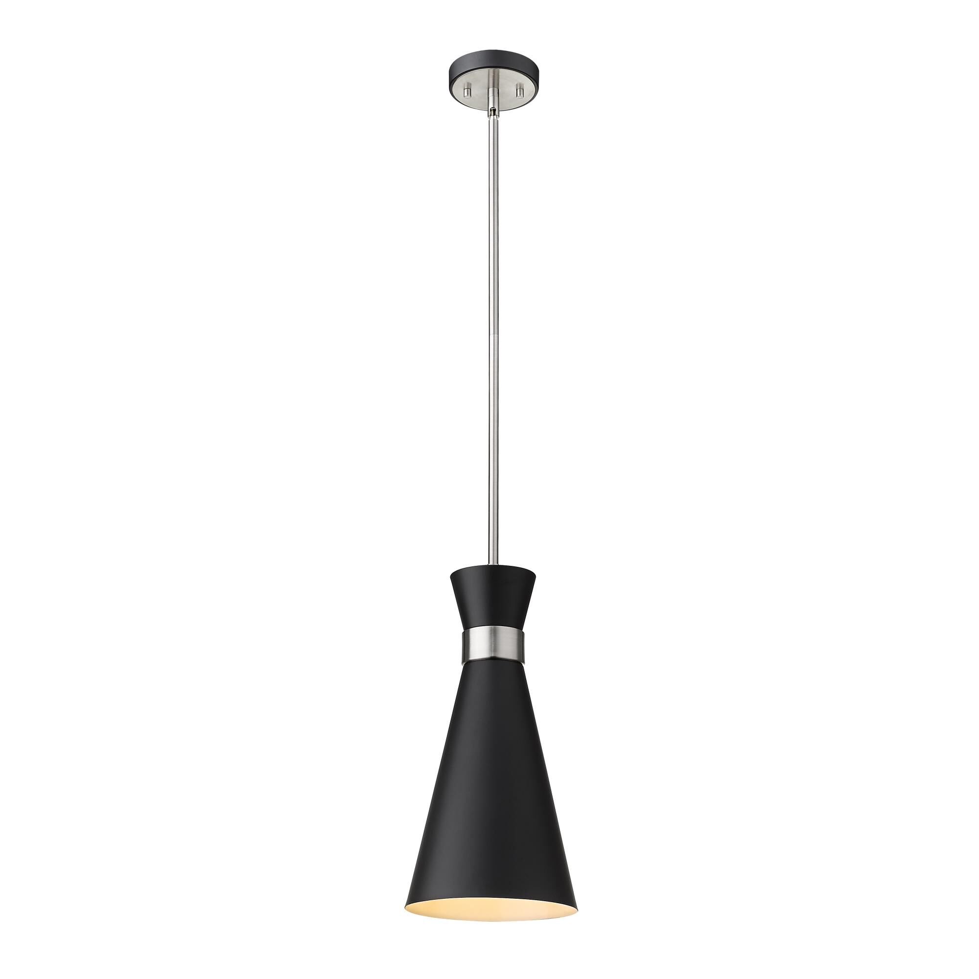 Shown in Matte Black + Brushed Nickel finish and Metal glass and Metal shade