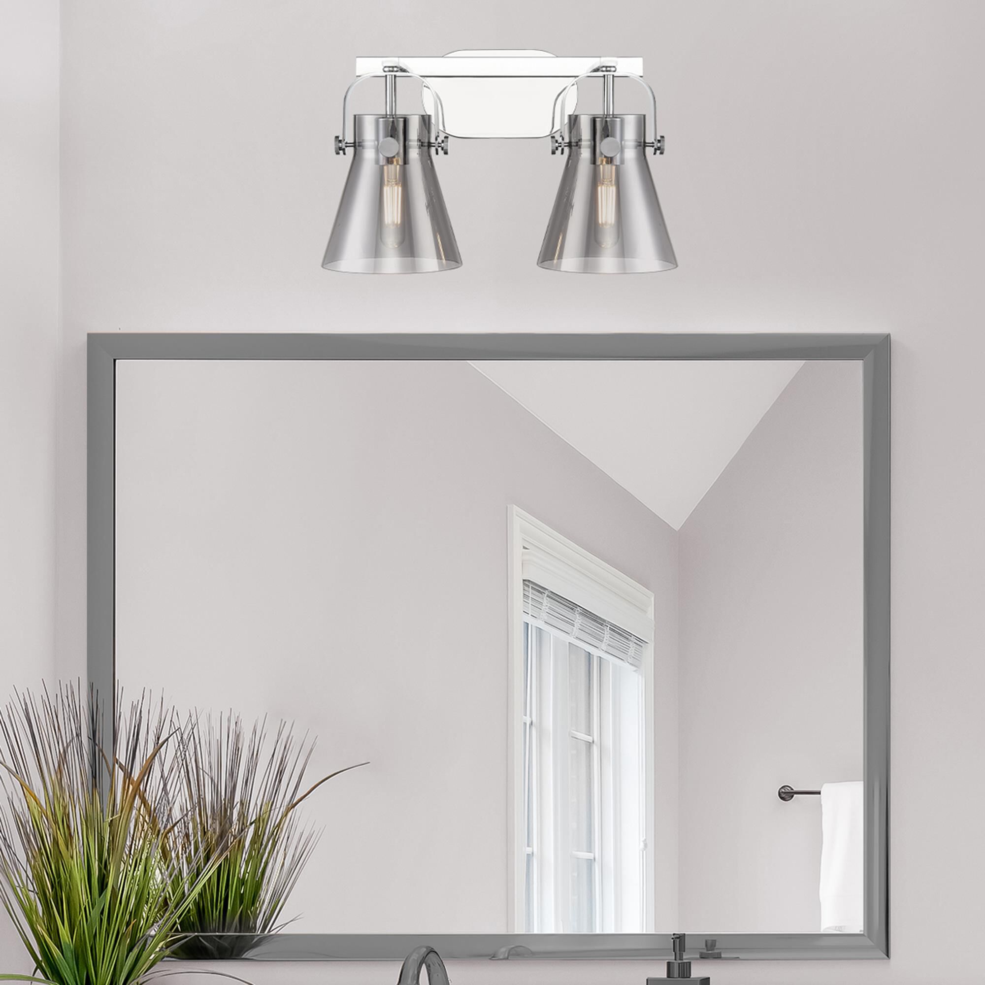 Shown in Polished Chrome finish and Plated Smoke glass