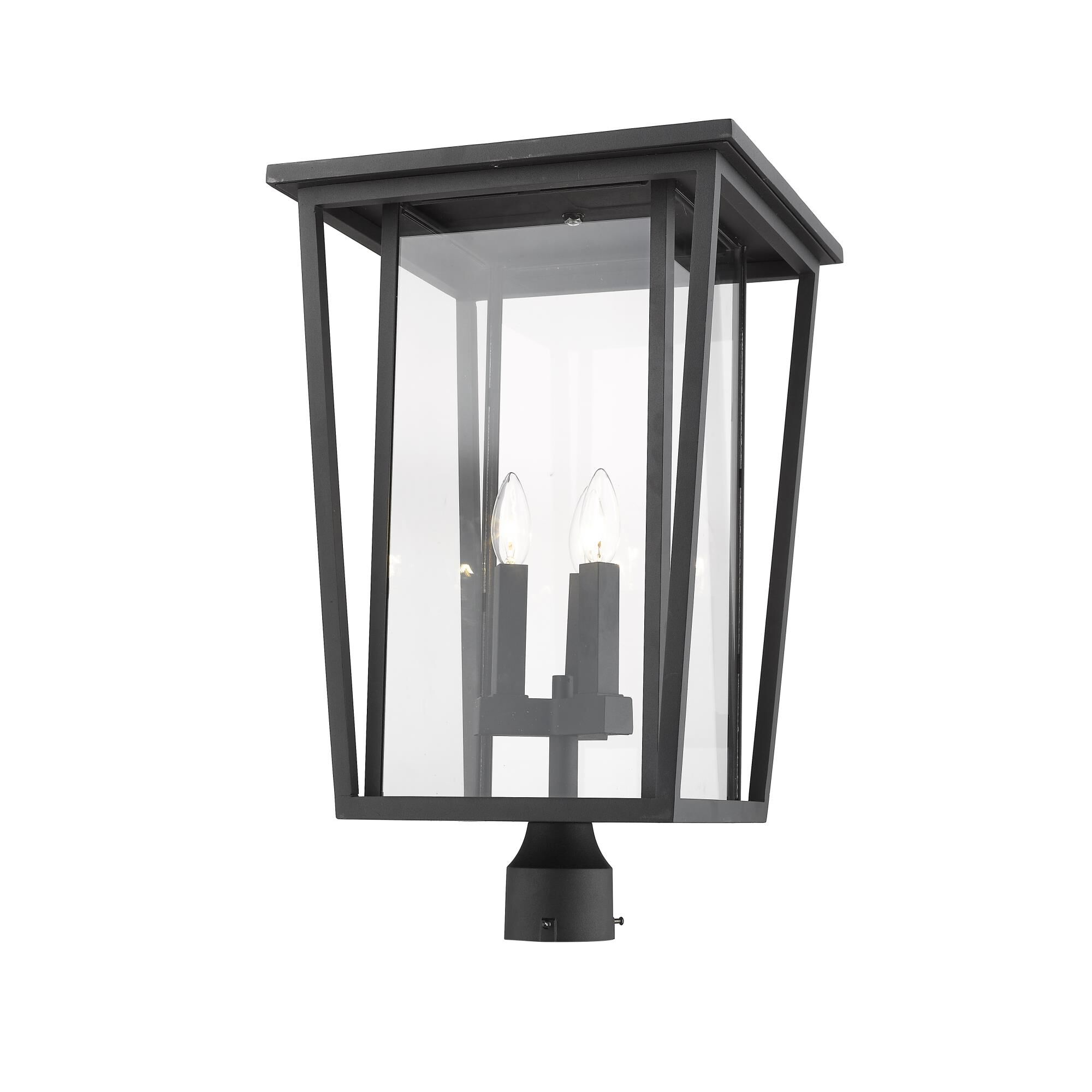 Shown in Black finish and Glass shade