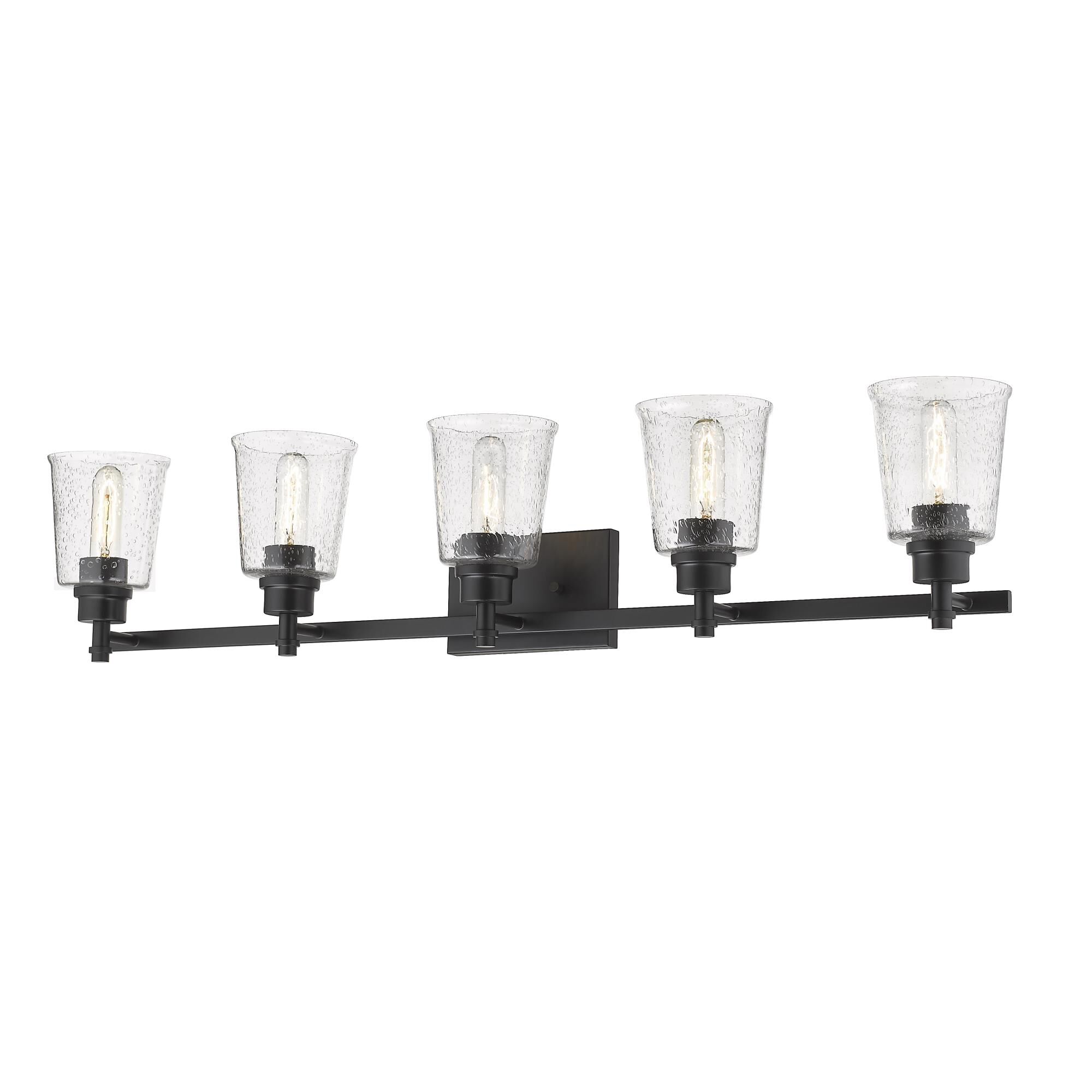 Shown in Matte Black finish and Glass shade