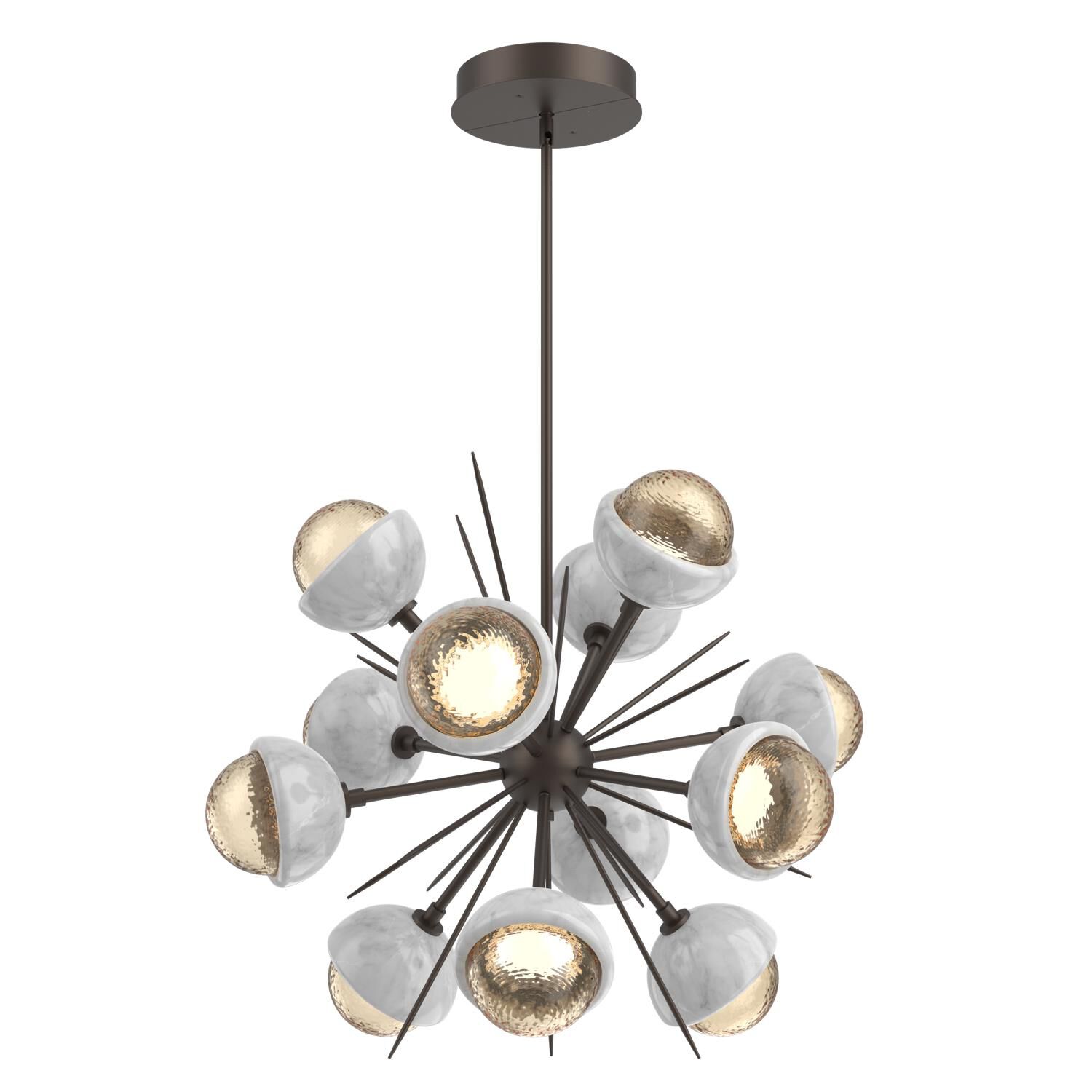 Shown in Flat Bronze finish and Amber glass and White Marble accent