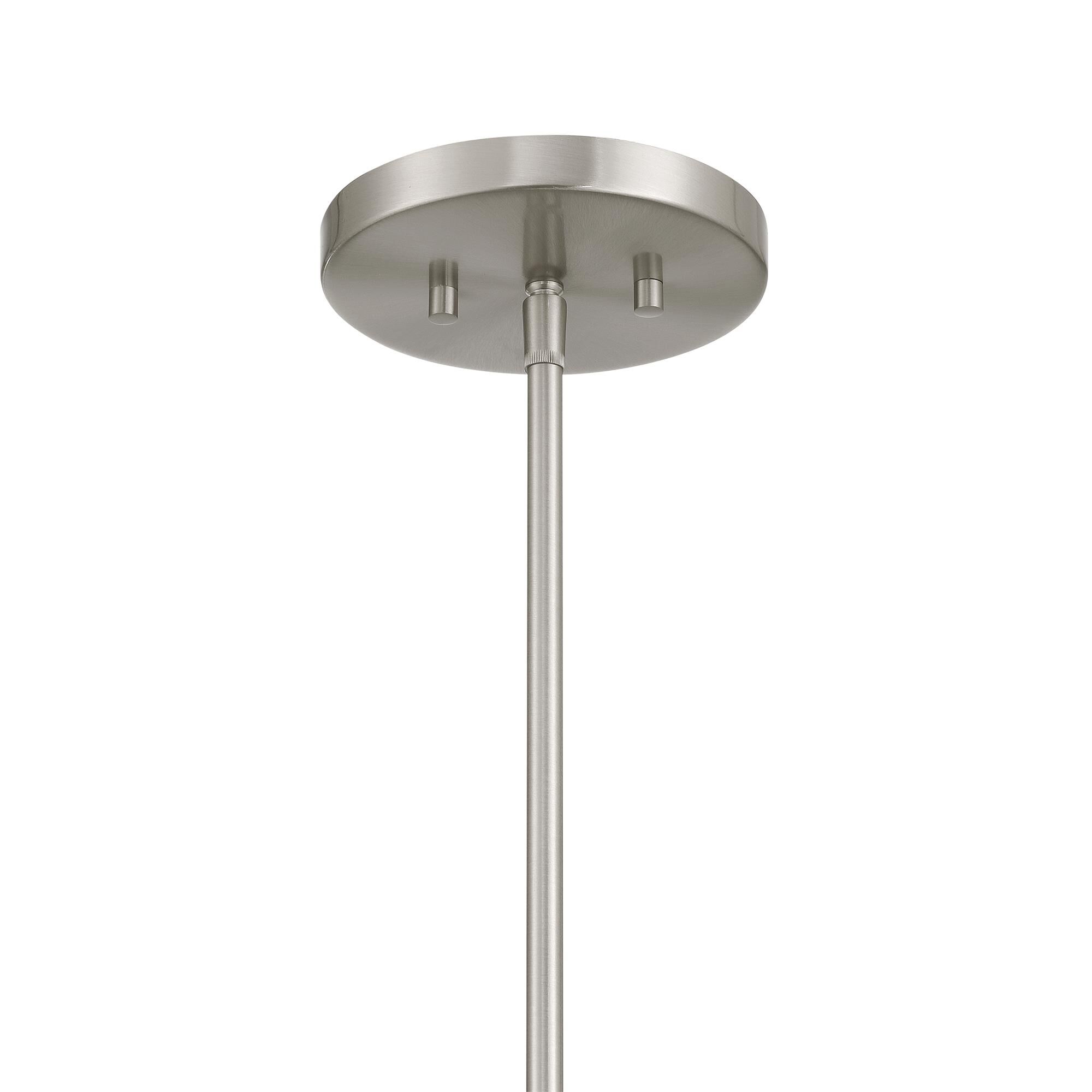 Shown in Brushed Nickel finish and Clear glass