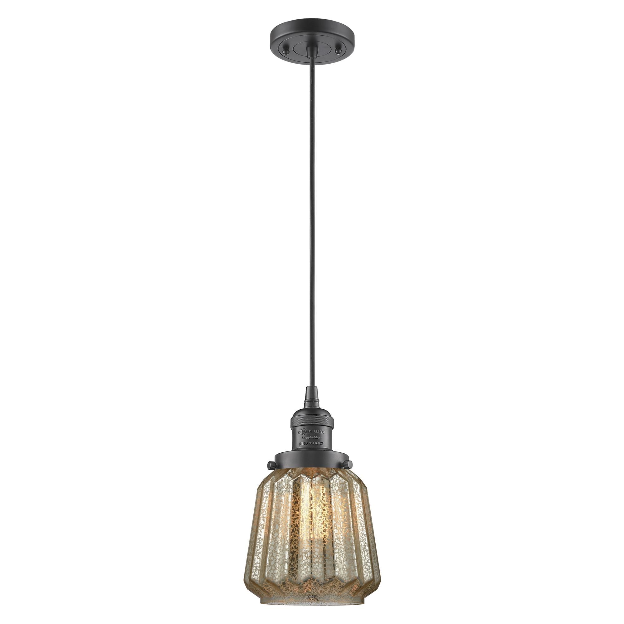 Shown in Oil Rubbed Bronze finish and Mercury Fluted glass