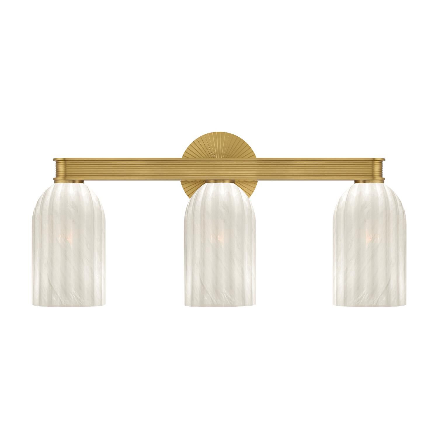 Shown in Luxe Gold finish and Strie glass and Strie Glass shade
