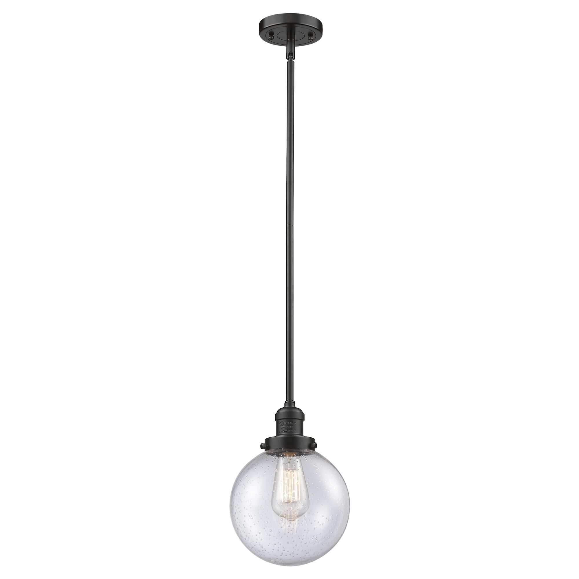 Shown in Oil Rubbed Bronze finish and Seedy glass