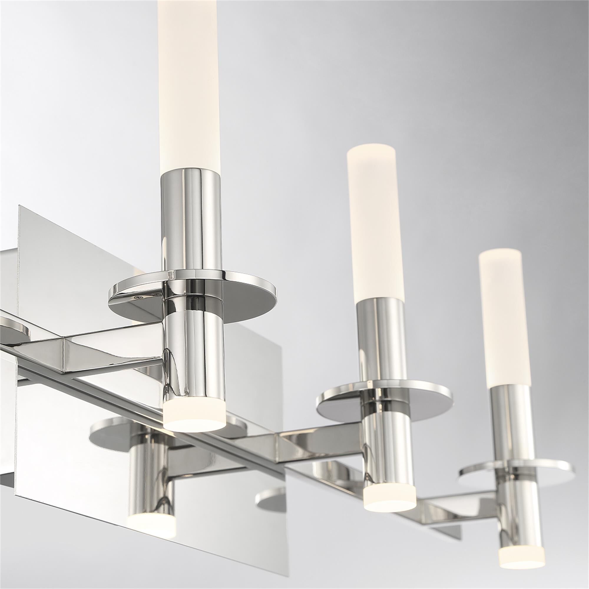 Shown in Polished Nickel finish and Frosted White Acrylic glass