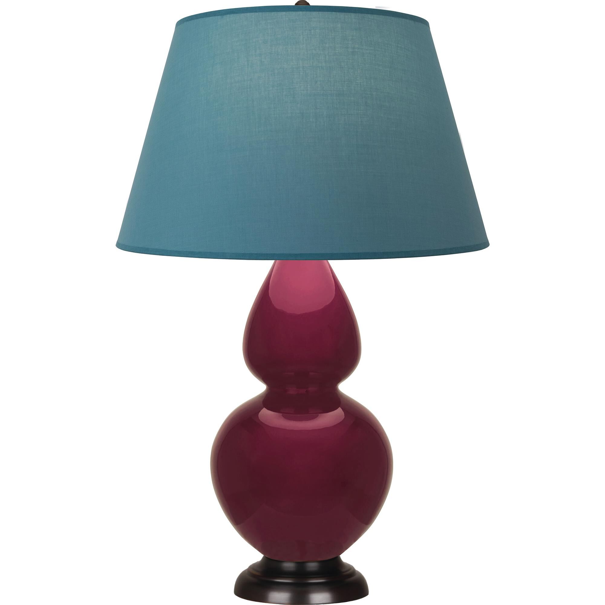 Shown in Sugar Plum Glazed finish and Bright Blue with Gray Lining shade and Deep Patina Bronze accent