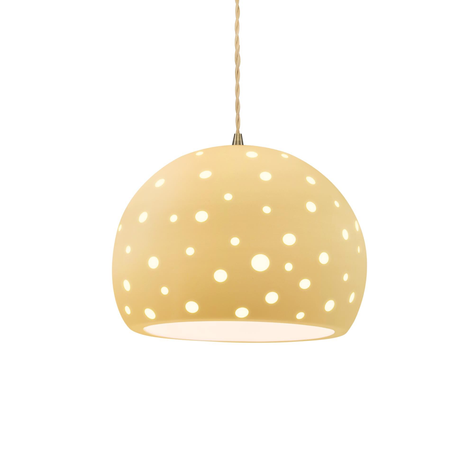 Shown in Antique Brass finish and Muted Yellow shade