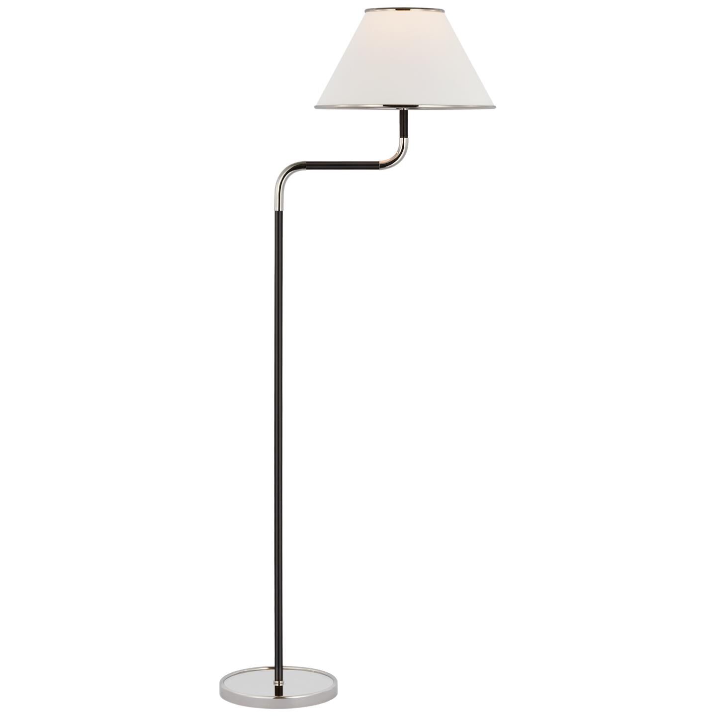 Shown in Polished Nickel and Ebony finish and Linen shade