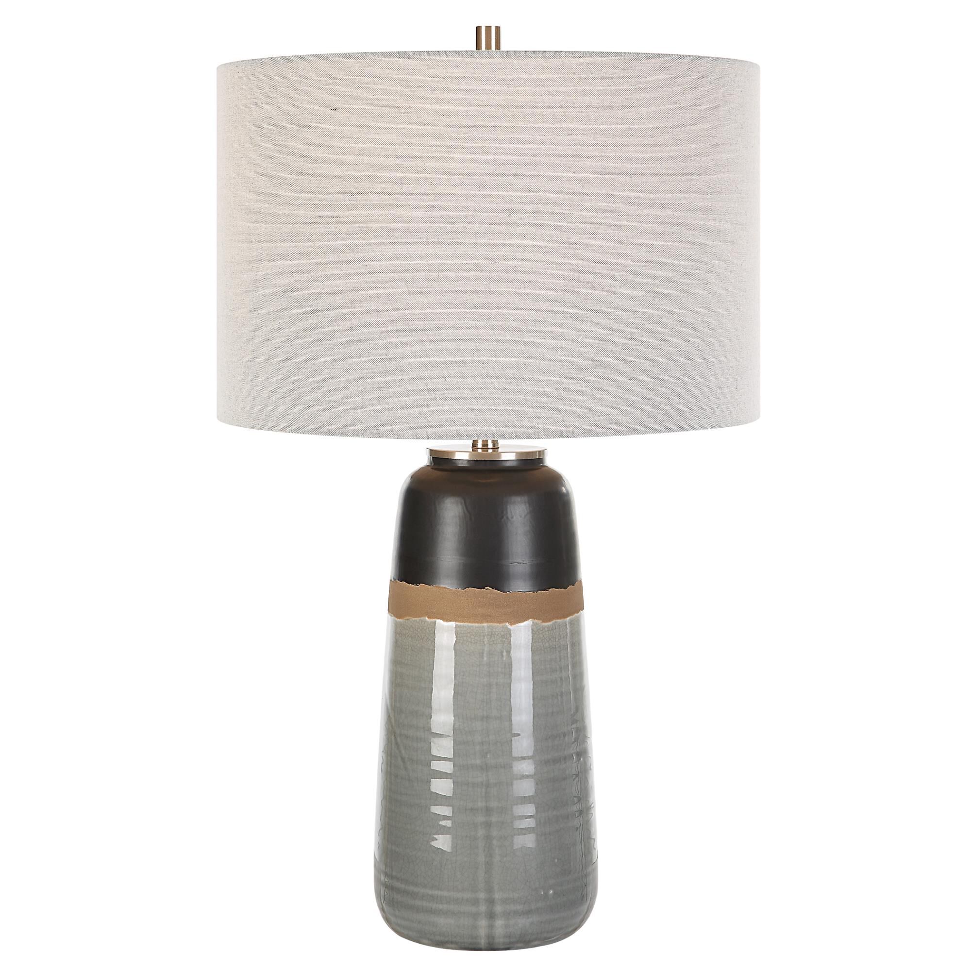 Shown in Brushed Nickel finish and Round Drum Hardback shade