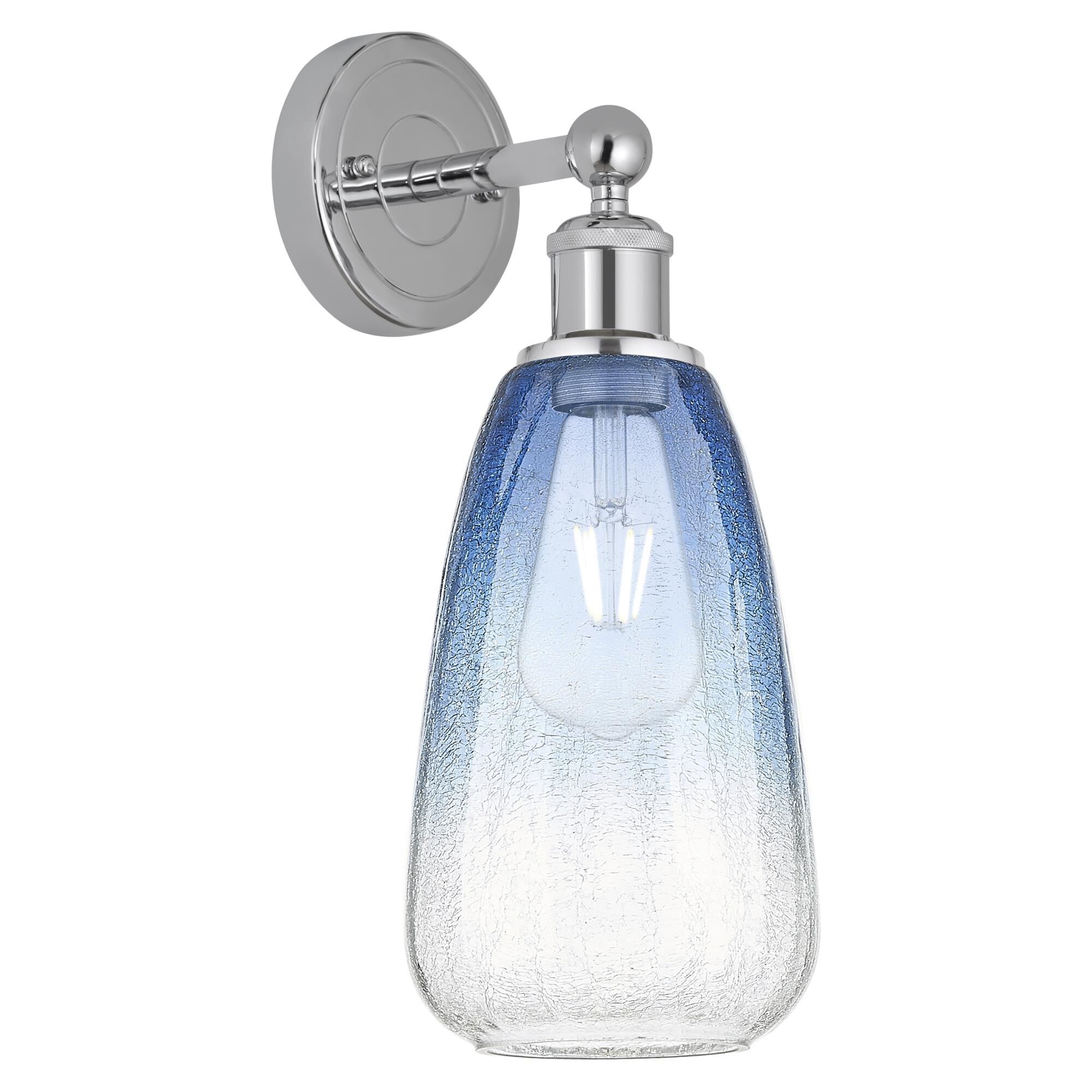 Shown in Polished Chrome finish and Sapphire Blue glass