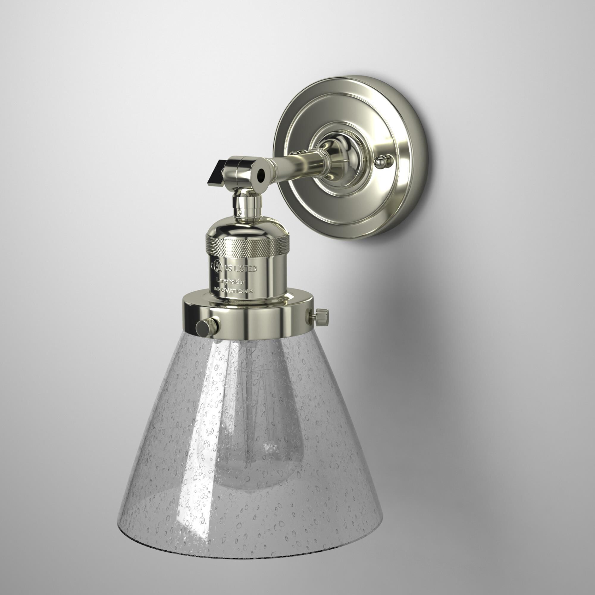 Shown in Polished Nickel finish and Seedy glass