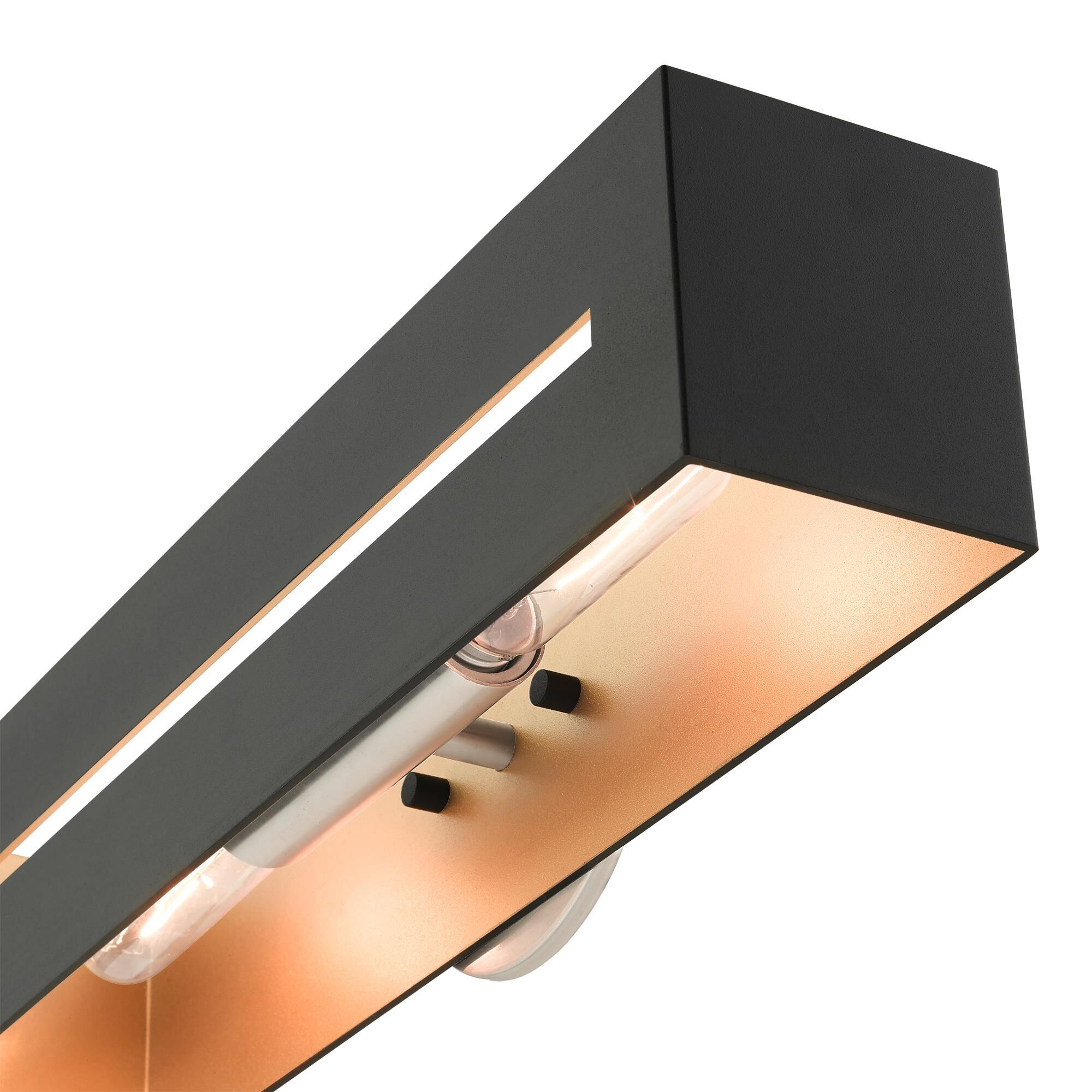 Shown in Textured Black With Brushed Nickel Accents finish and Hand Welded Textured Black  With Gold Finish Inside shade