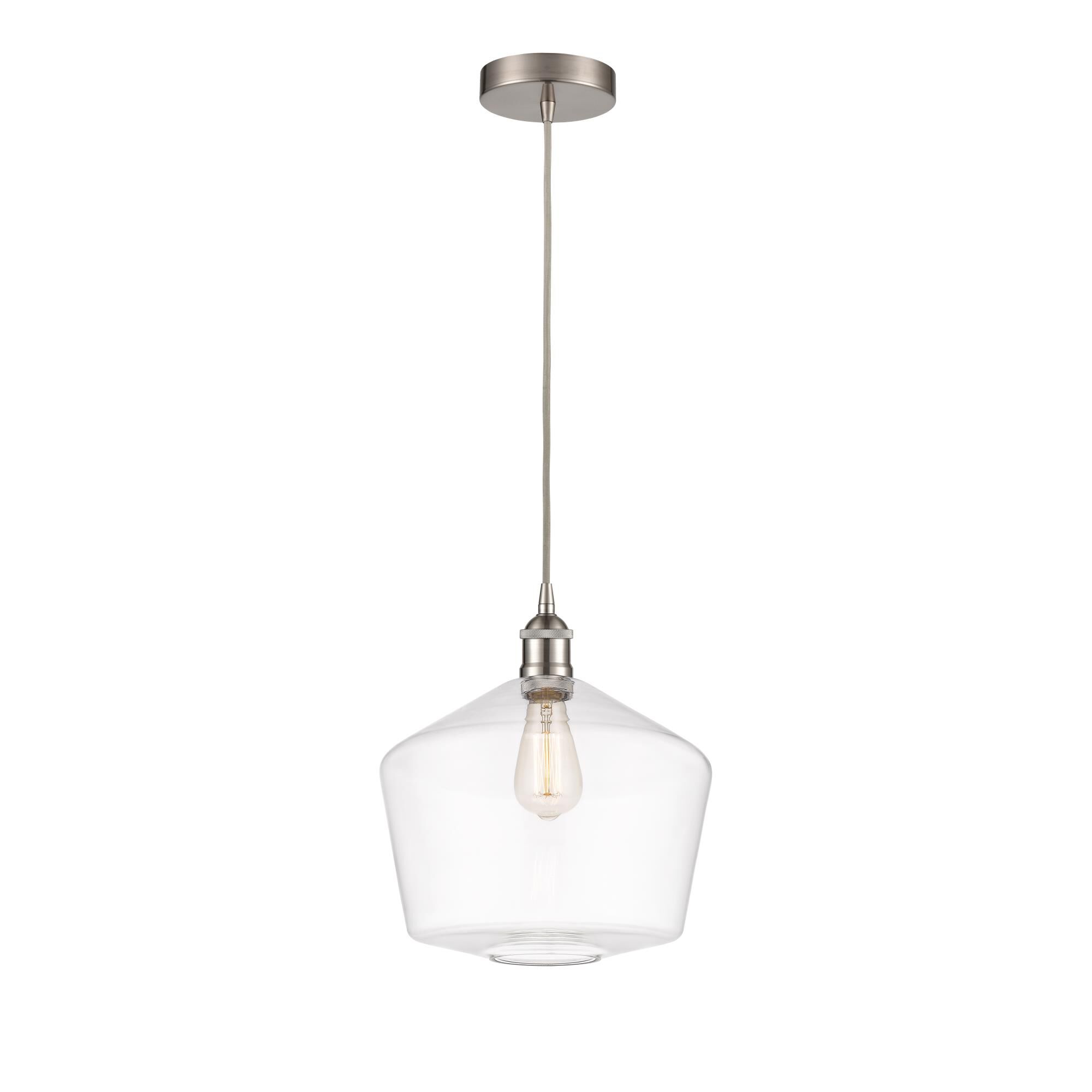 Shown in Brushed Satin Nickel finish and Clear Cindyrella 12