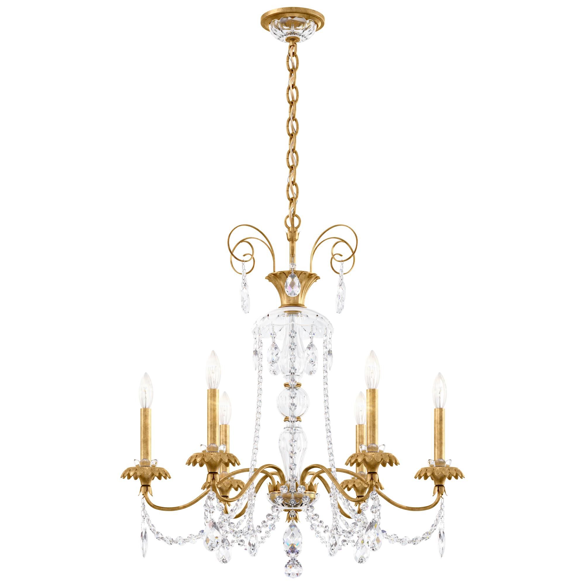 Shown in Heirloom Gold finish and Clear crystal