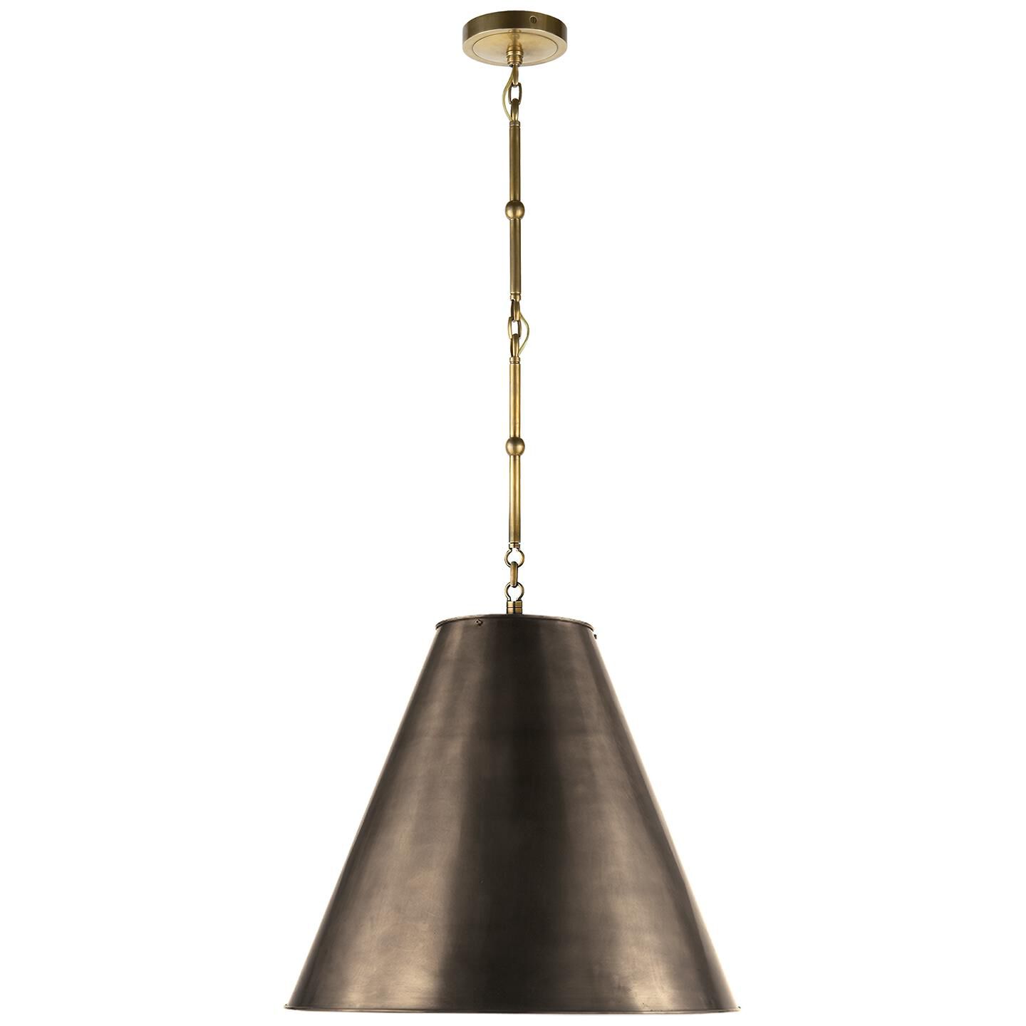 Shown in Hand-Rubbed Antique Brass finish and Bronze shade