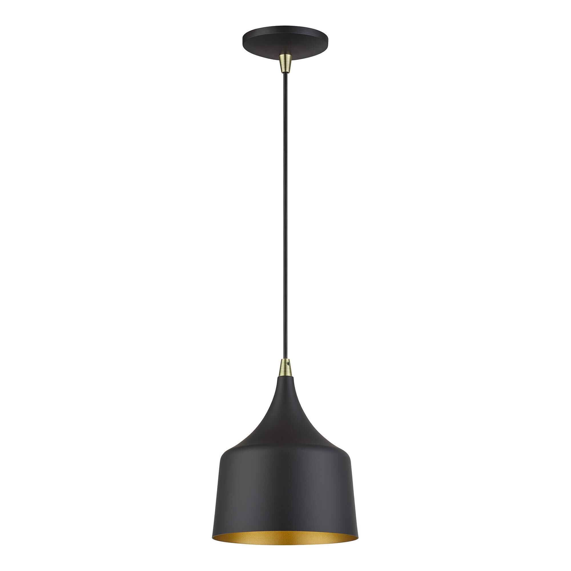 Shown in Bronze with Antique Brass Accents finish and Bronze Aluminum with Gold Inside shade