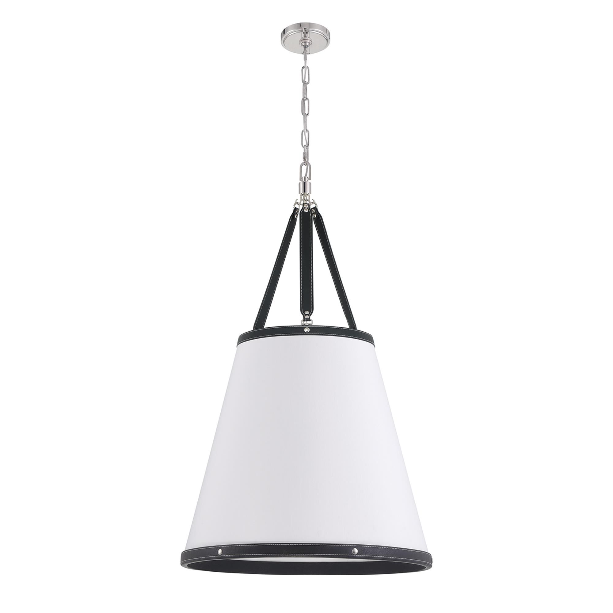 Shown in Polished Nickel finish and Linen shade