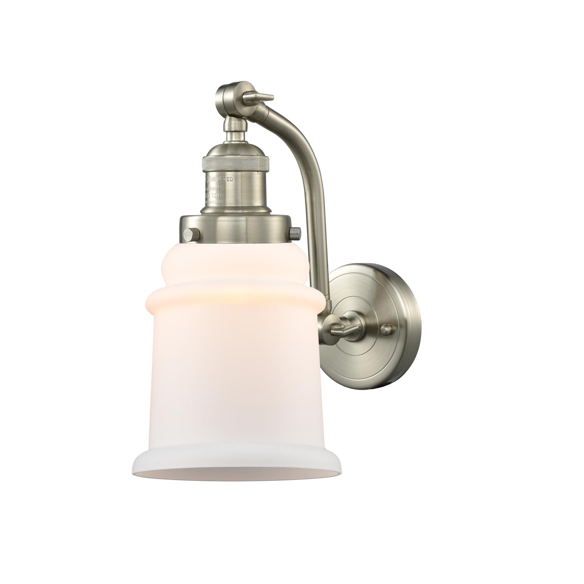 Shown in Satin Nickel finish and Matte White - Bell glass