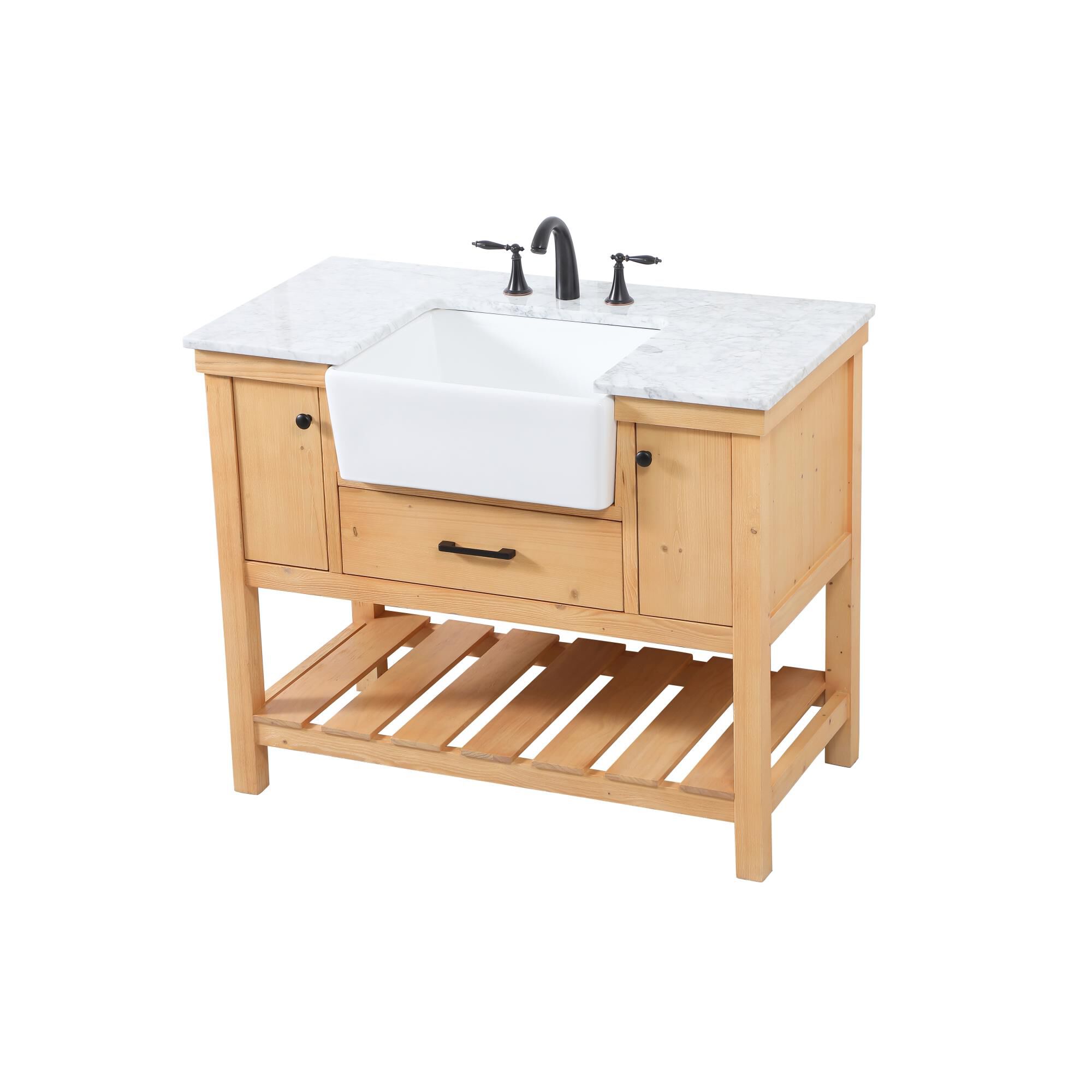 Shown in Natural Wood finish and Without Backsplash accent