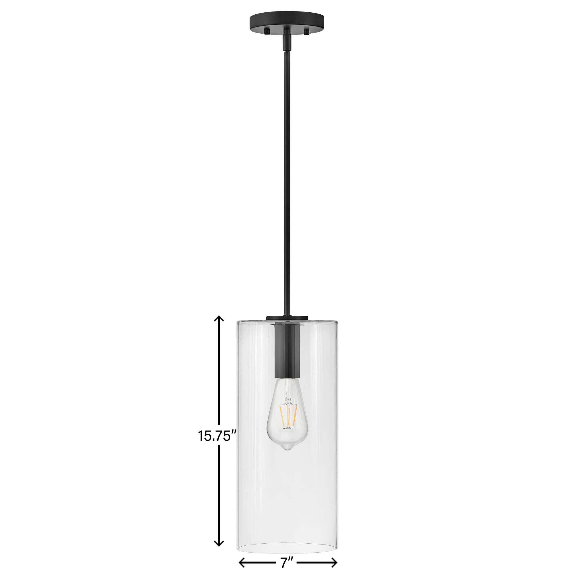 Shown in Black finish and Clear glass