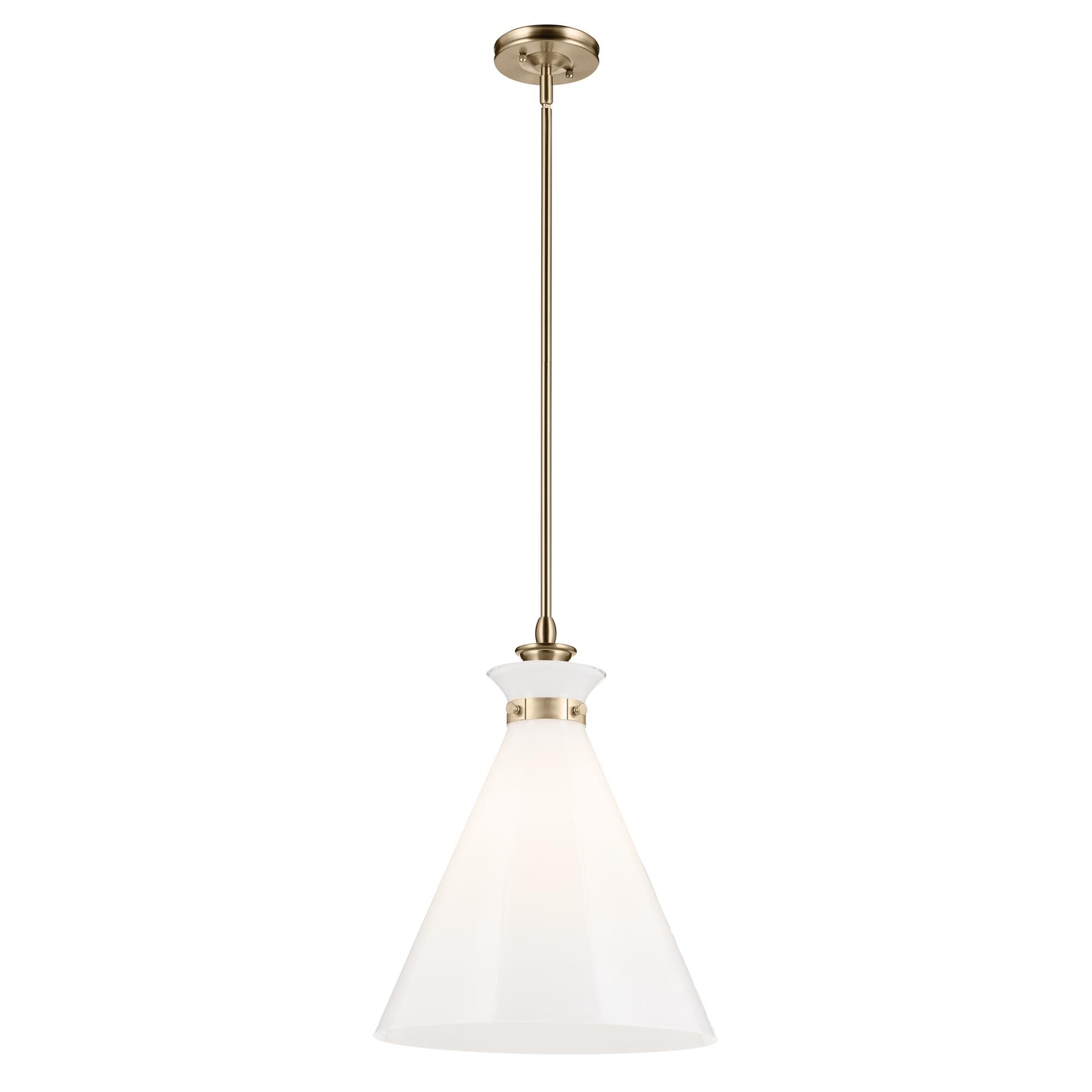 Shown in Champagne Bronze finish and Opal glass