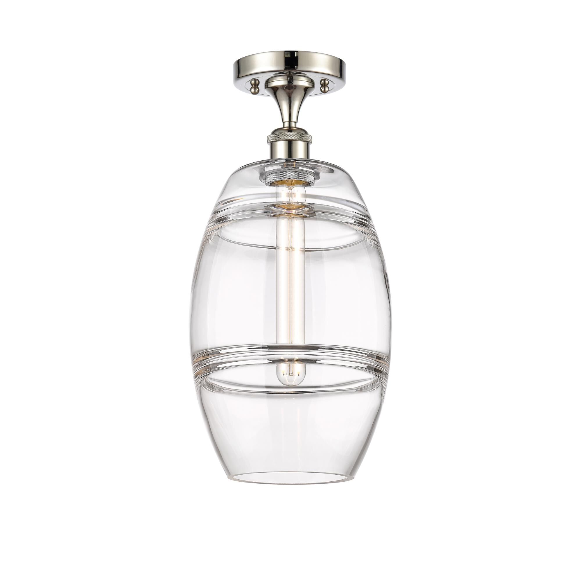 Shown in Polished Nickel finish and Clear glass