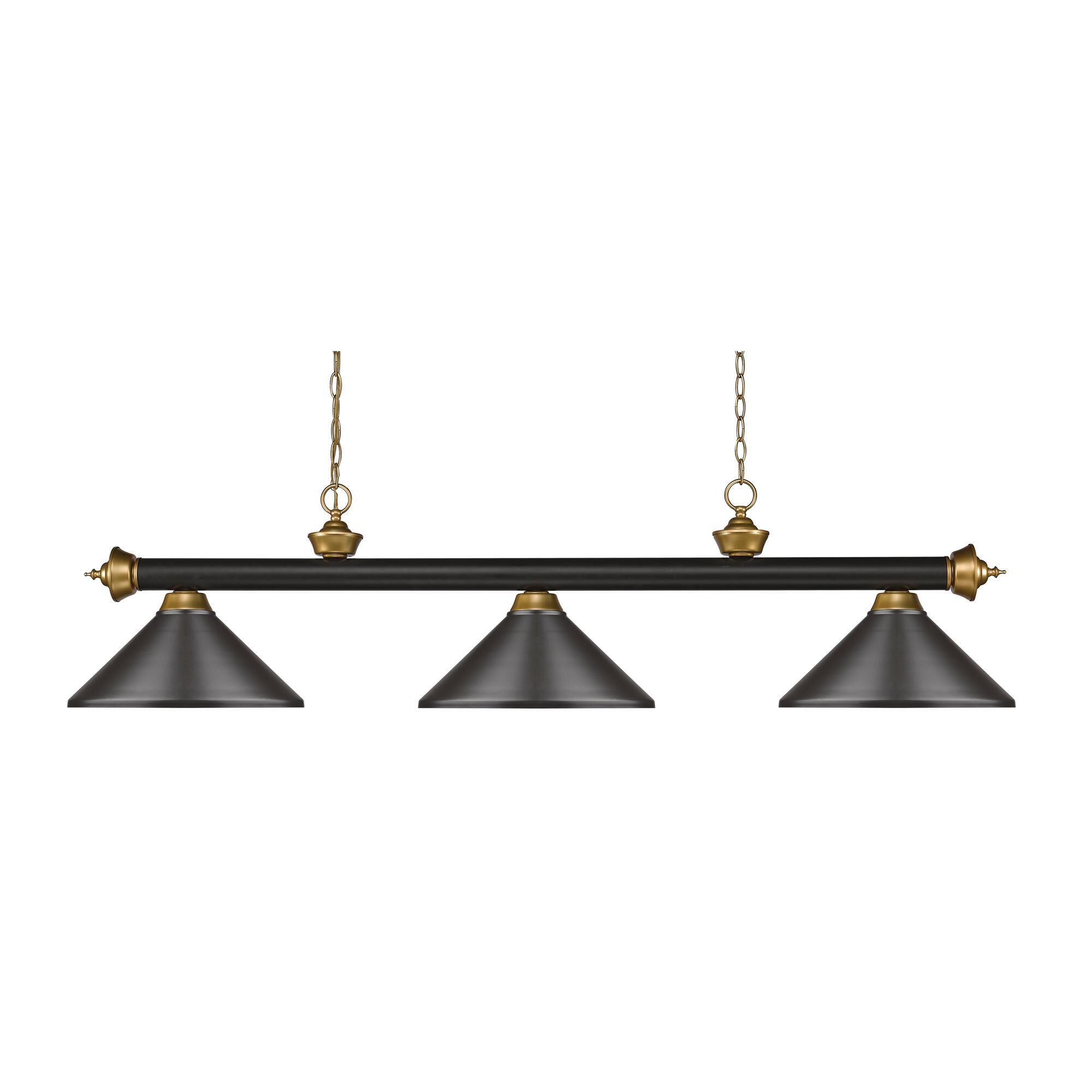 Shown in Bronze + Satin Gold finish and Steel glass and Steel shade