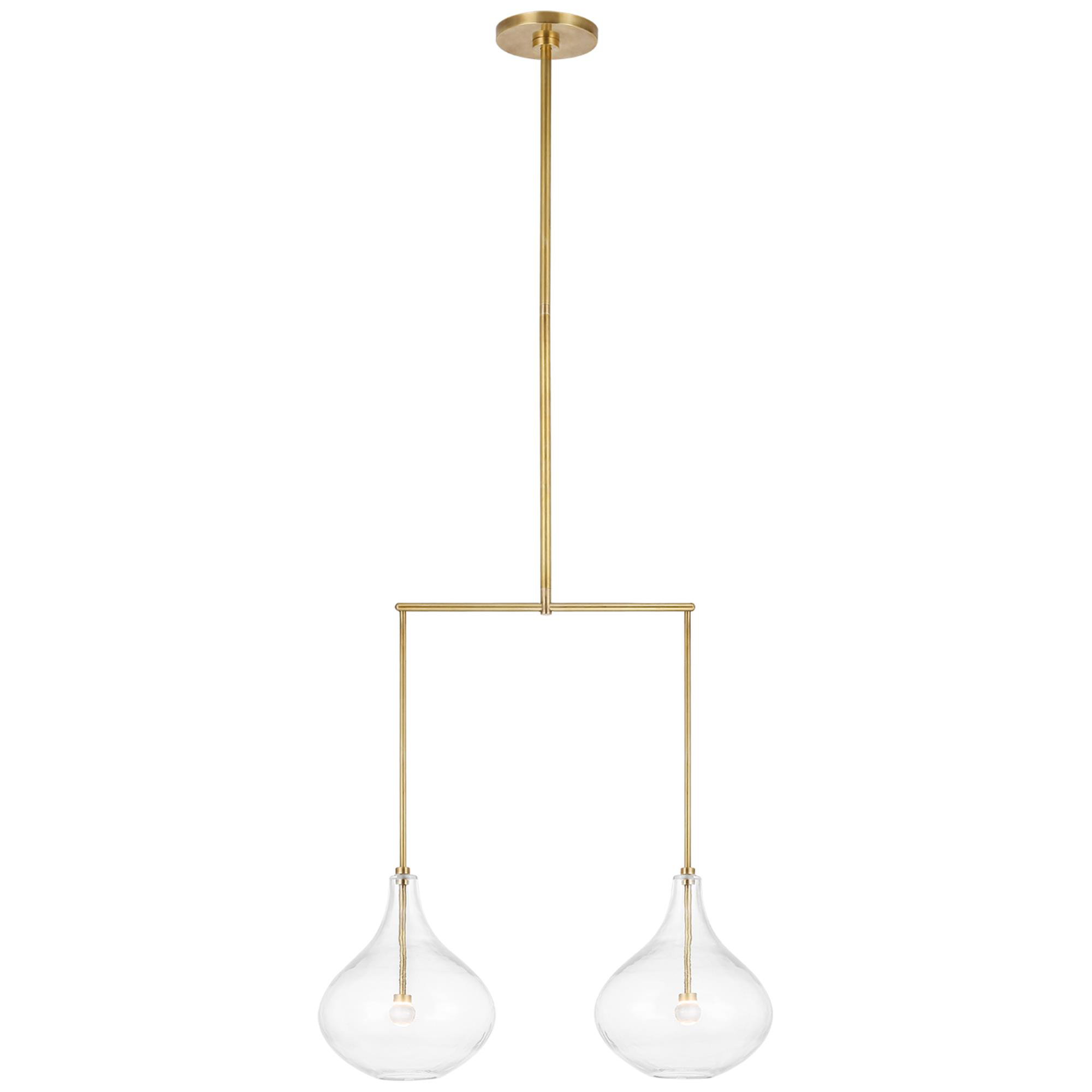 Shown in Soft Brass finish and Clear glass
