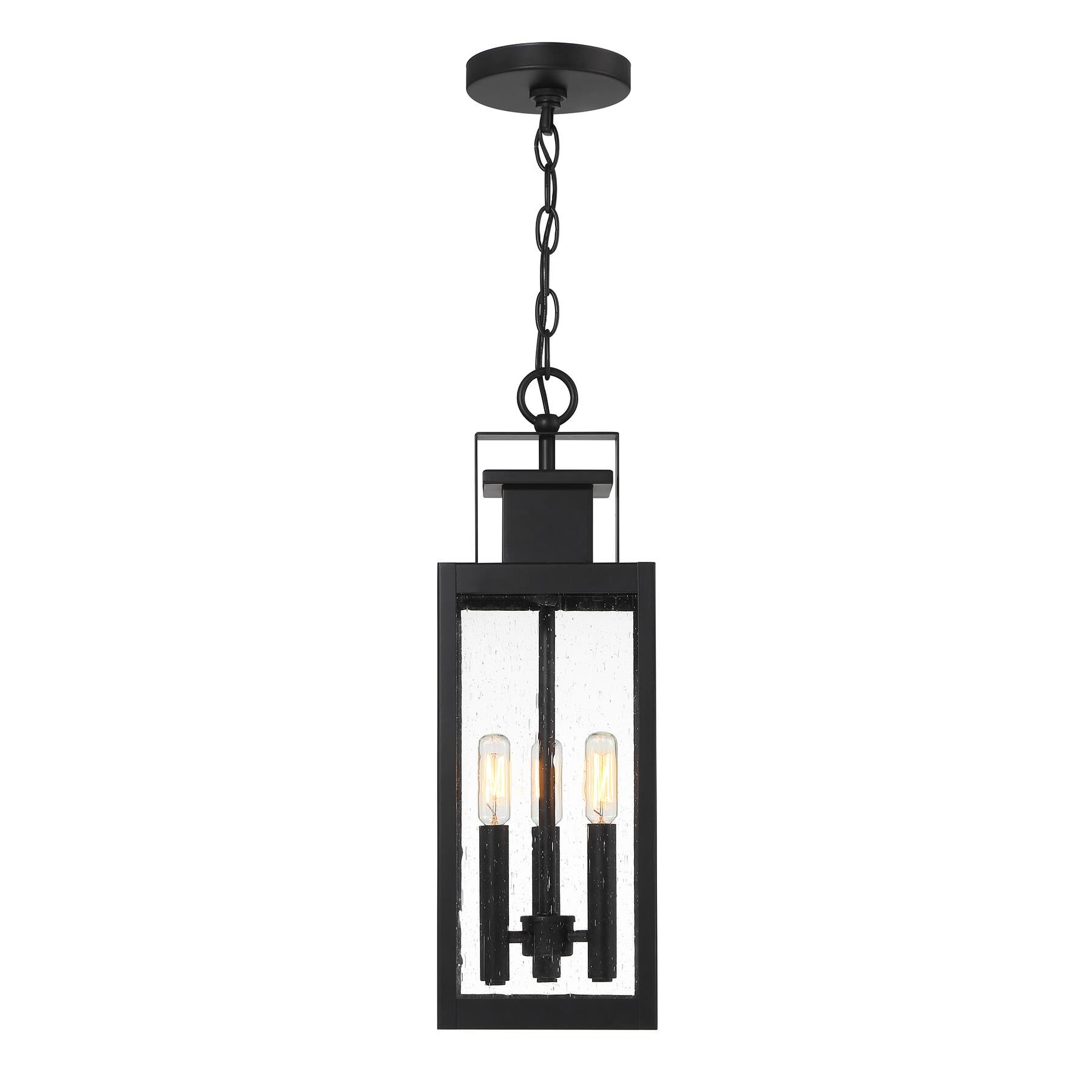 Shown in Matte Black finish and Clear Seeded glass