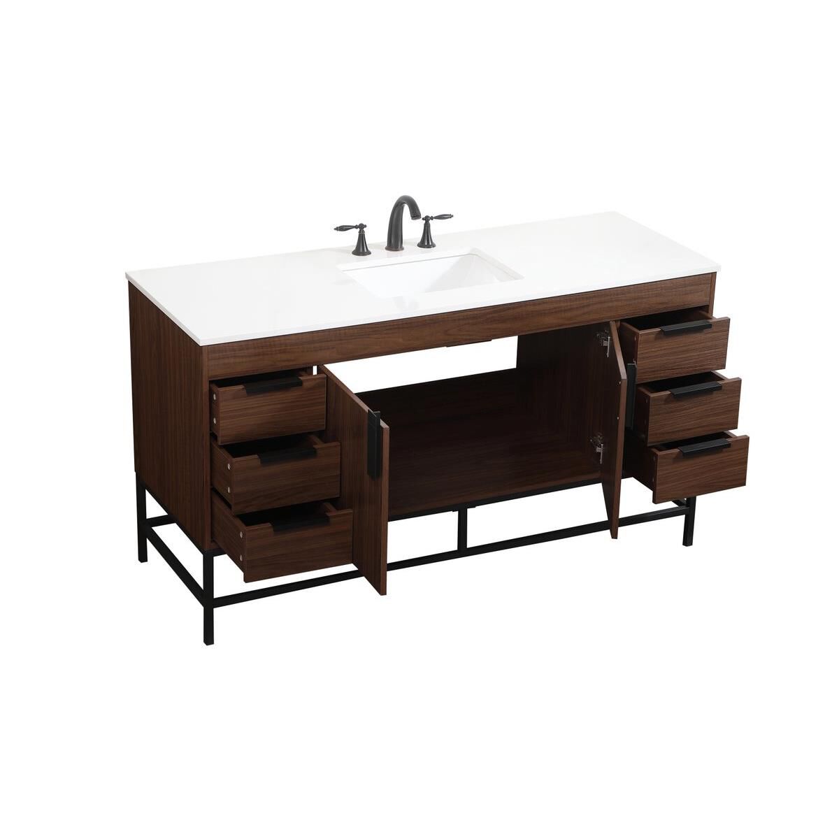 Shown in Walnut finish and Without Backsplash accent