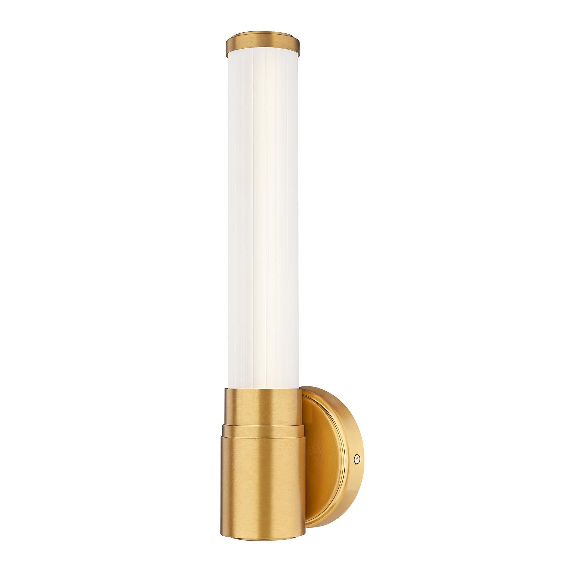 Shown in Modern Gold finish and Opal White glass and Opal White shade