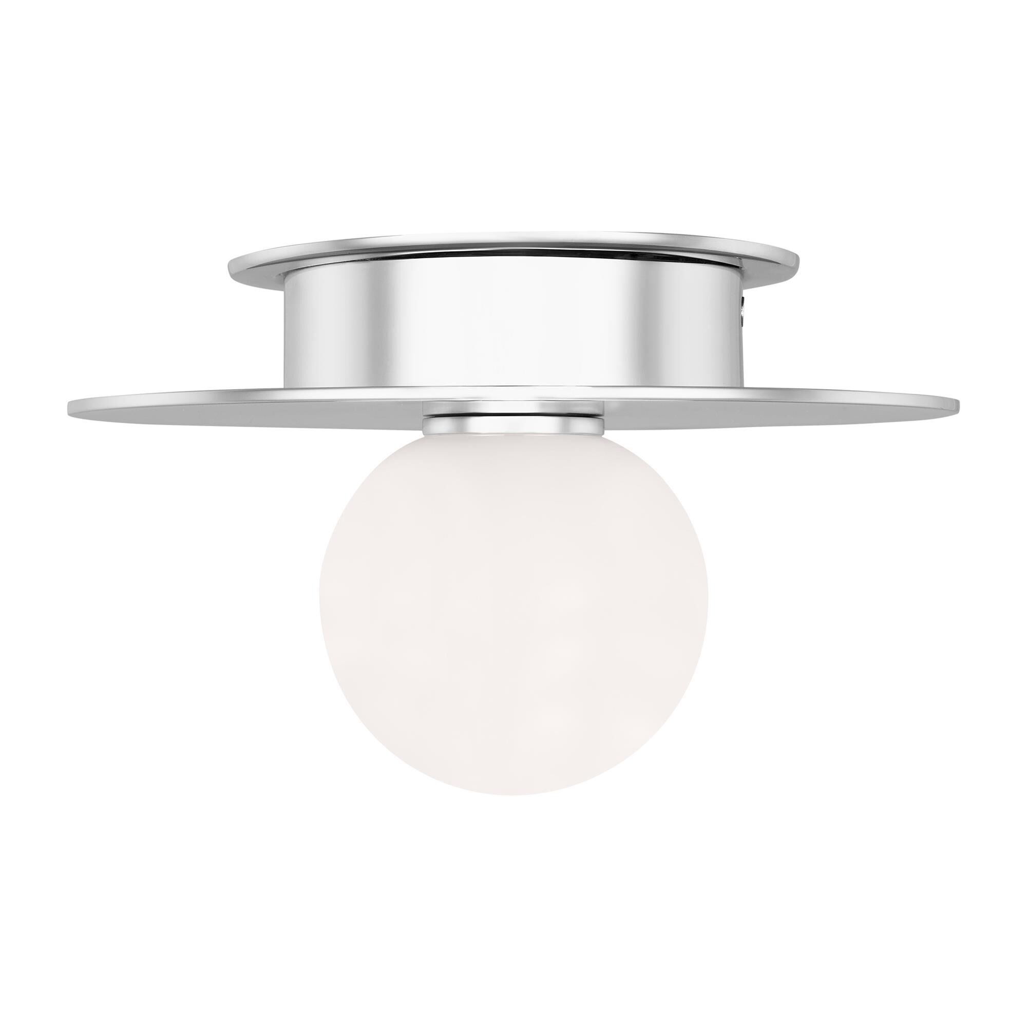 Shown in Polished Nickel finish and White Steel / Glass Diffuser shade
