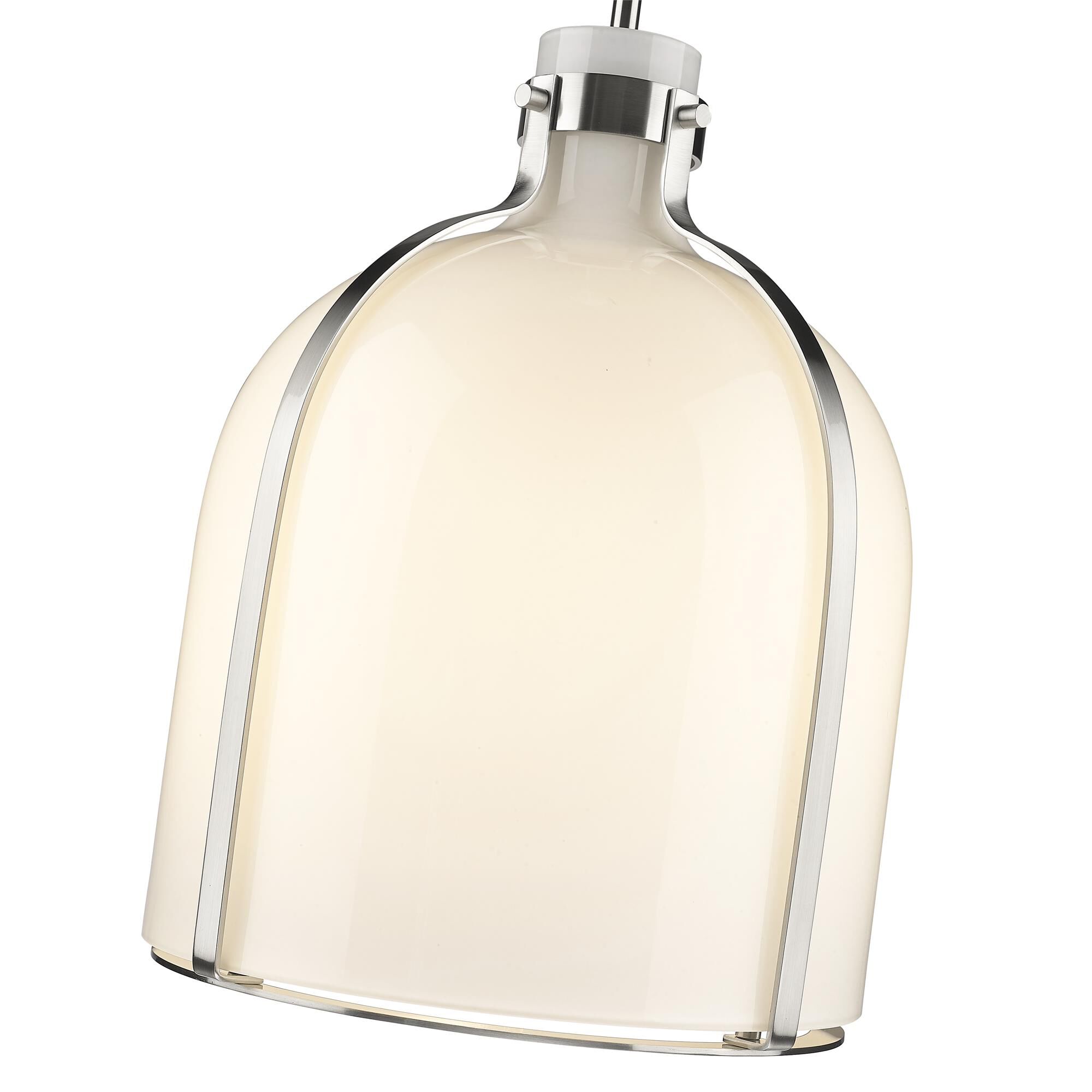Shown in Brushed Nickel finish and White Opal glass and No Shade shade