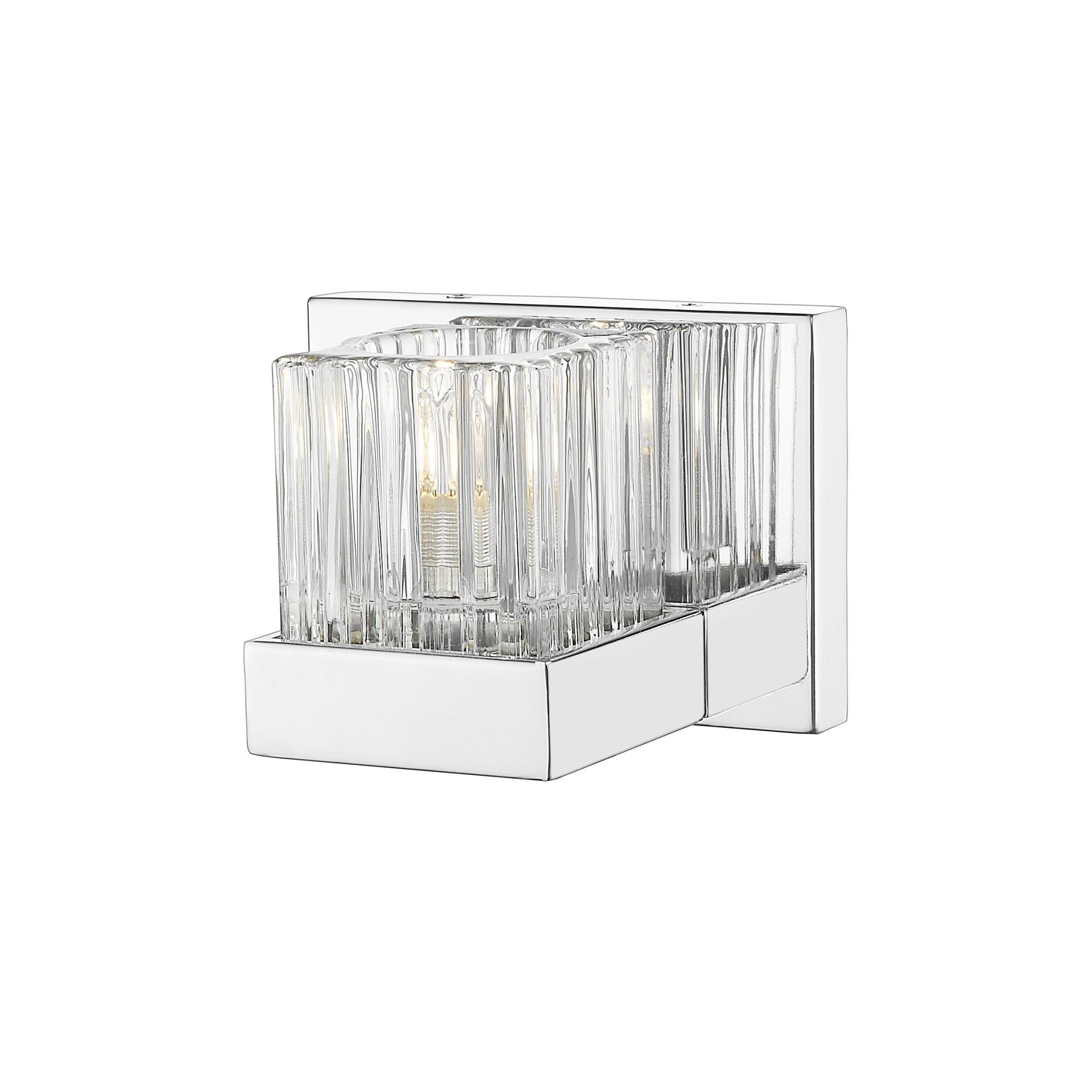 Shown in Chrome finish and Crystal glass and Crystal shade