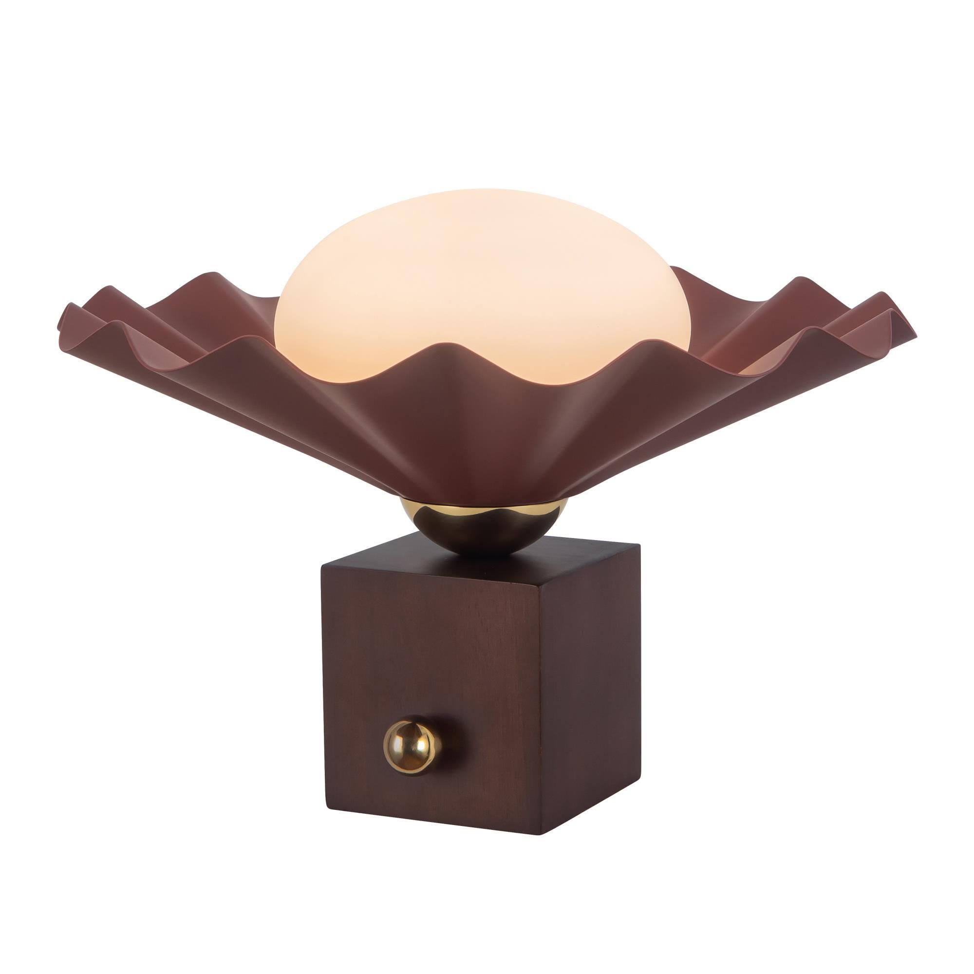 Shown in Burgundy finish and Matte Opal glass