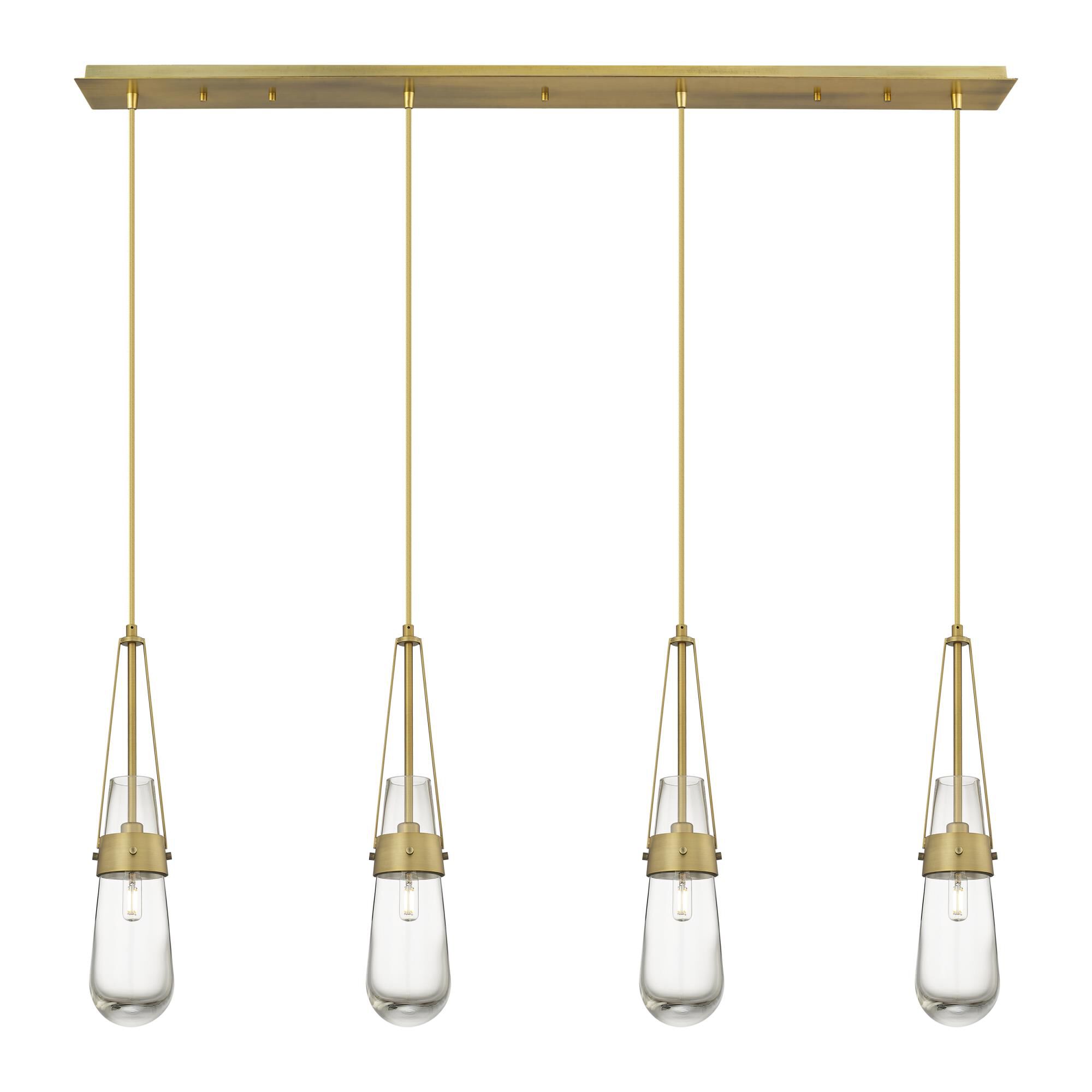 Shown in Brushed Brass finish and Clear glass and Clear Glass shade