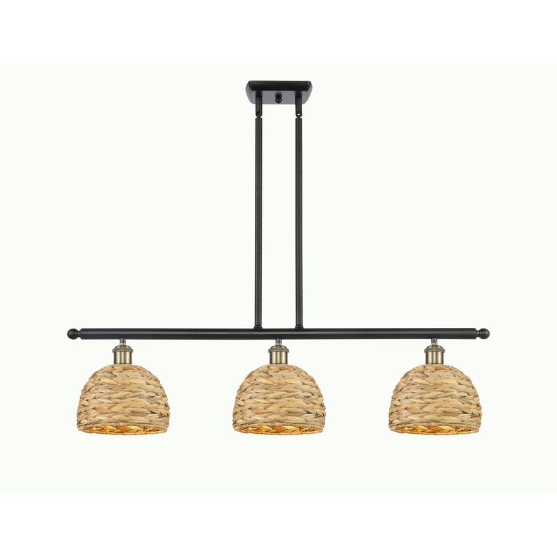 Bruno Marashlian Woven Rattan 36 Inch Linear Suspension Light by Innovations Lighting
